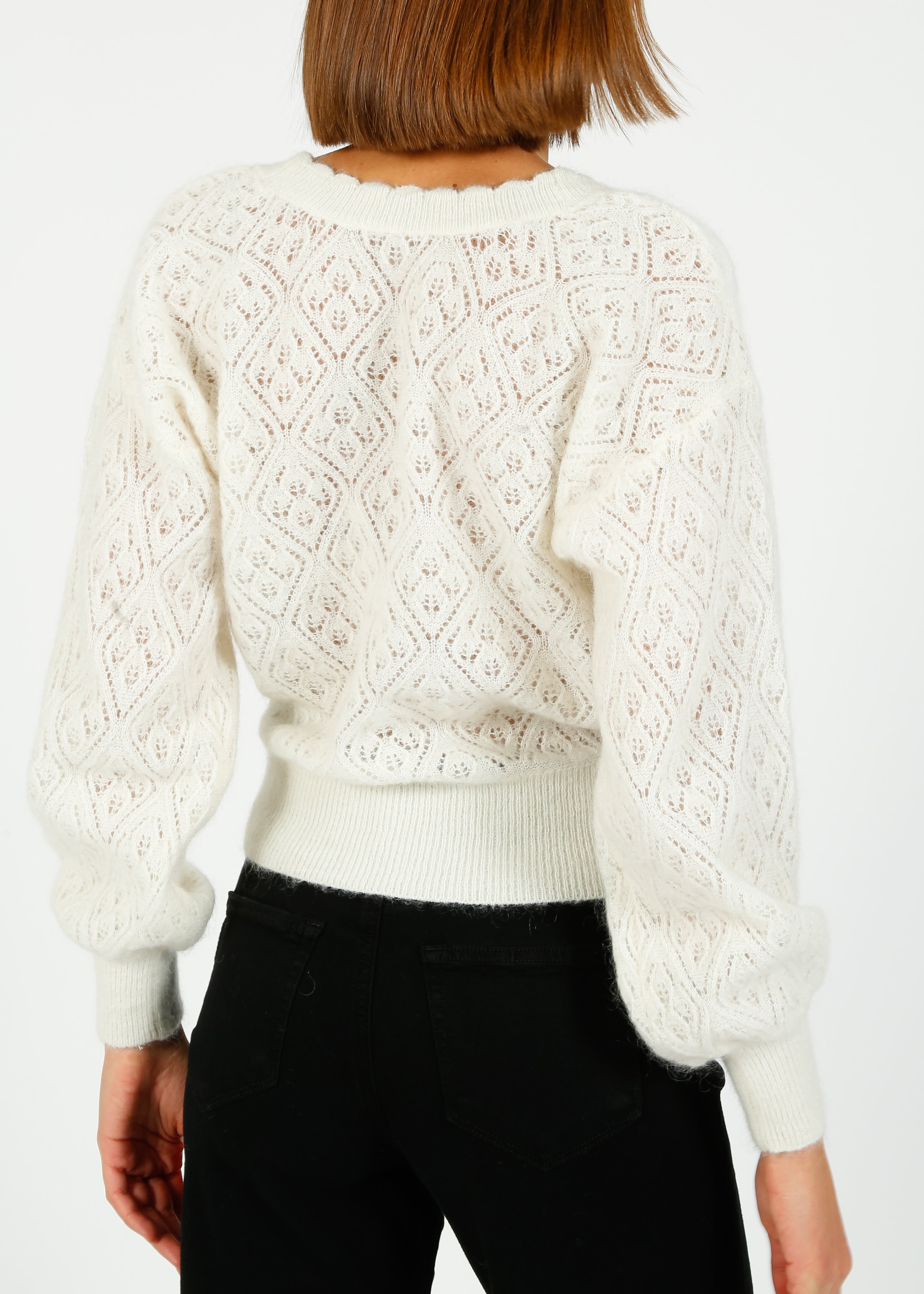 SLF Juliet LS Wrap V Knit in Snow White