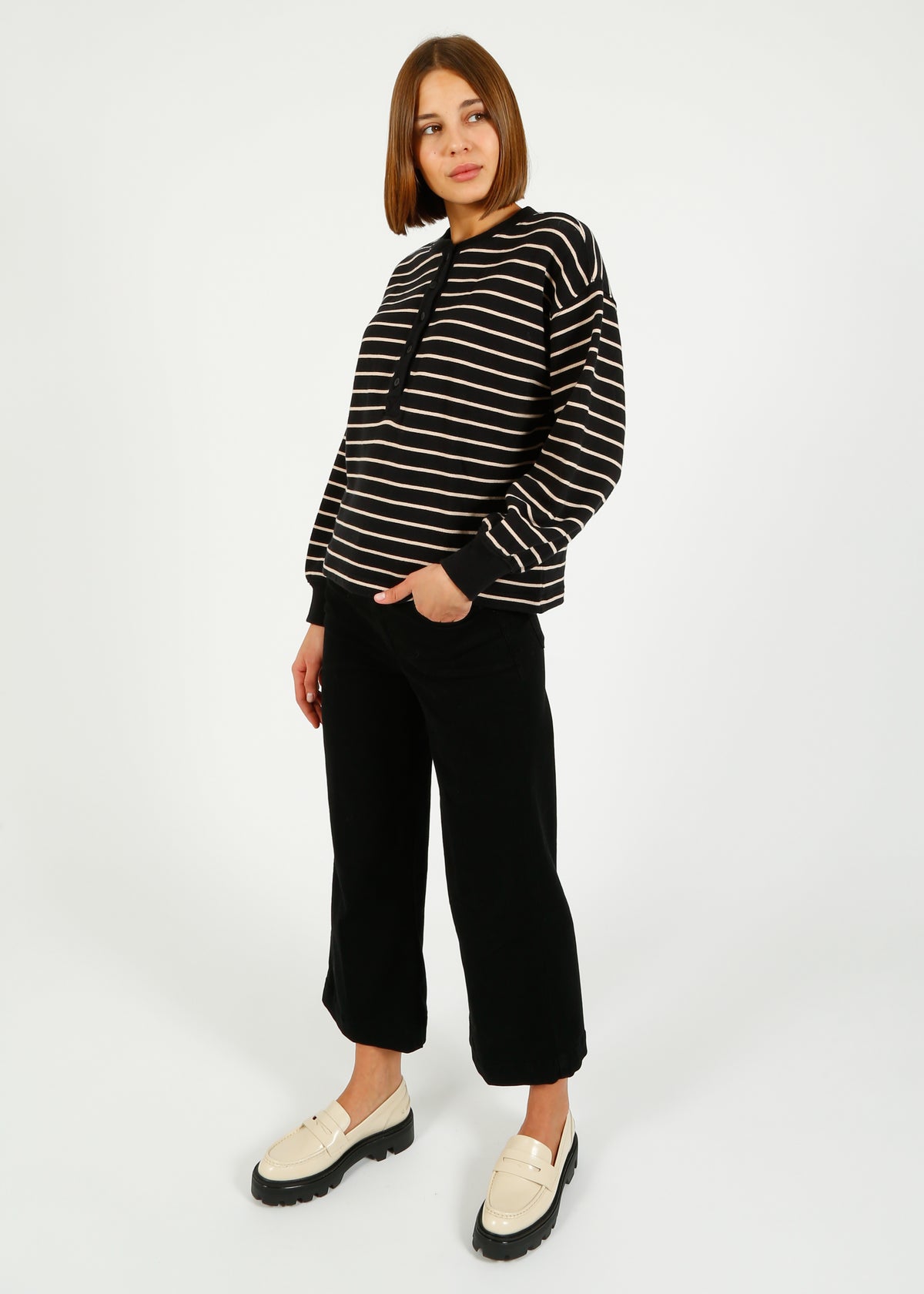 RAILS Joan Sweatshirt in Black, Ivory