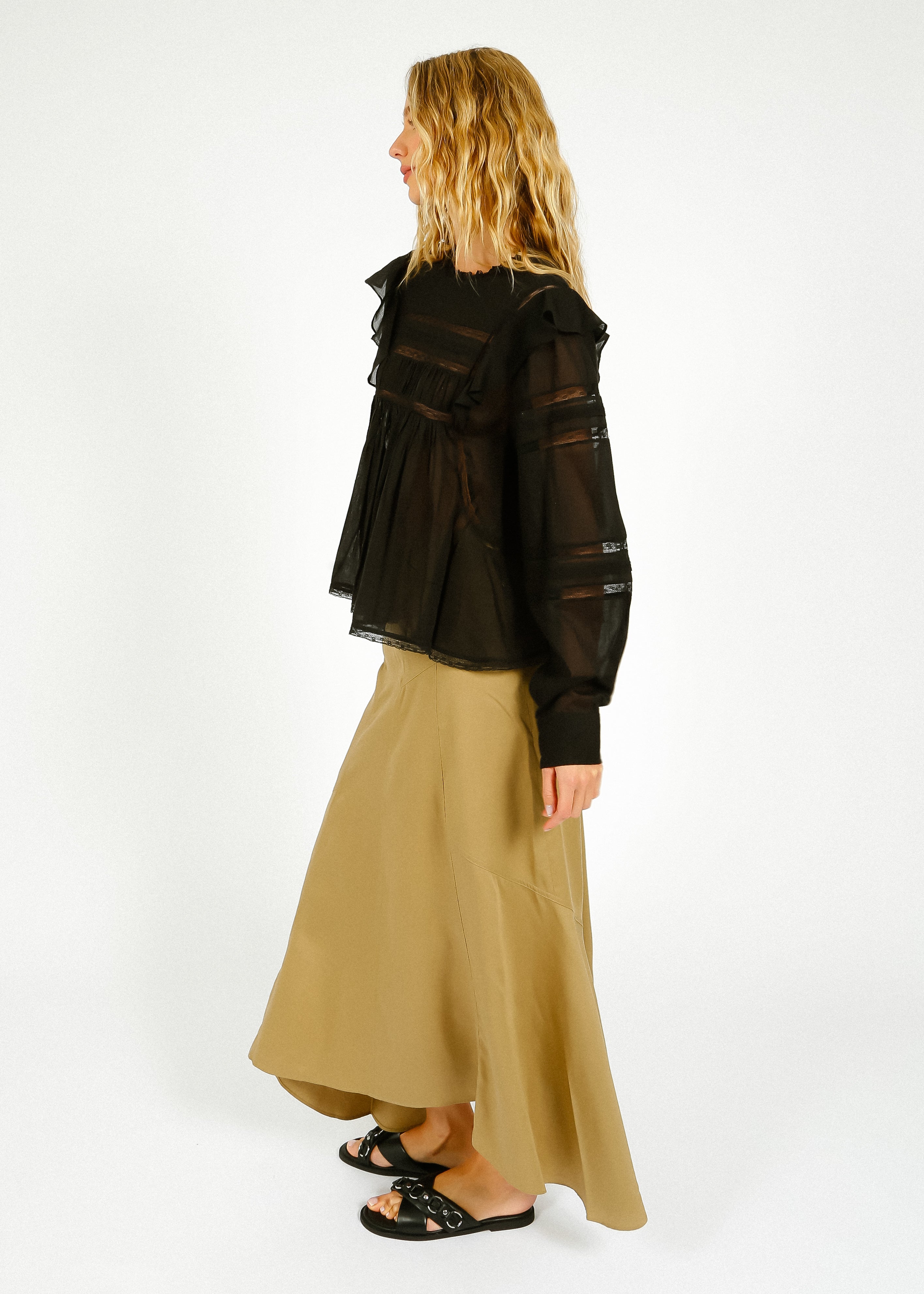 IM Ganael Ruffle Blouse in Black