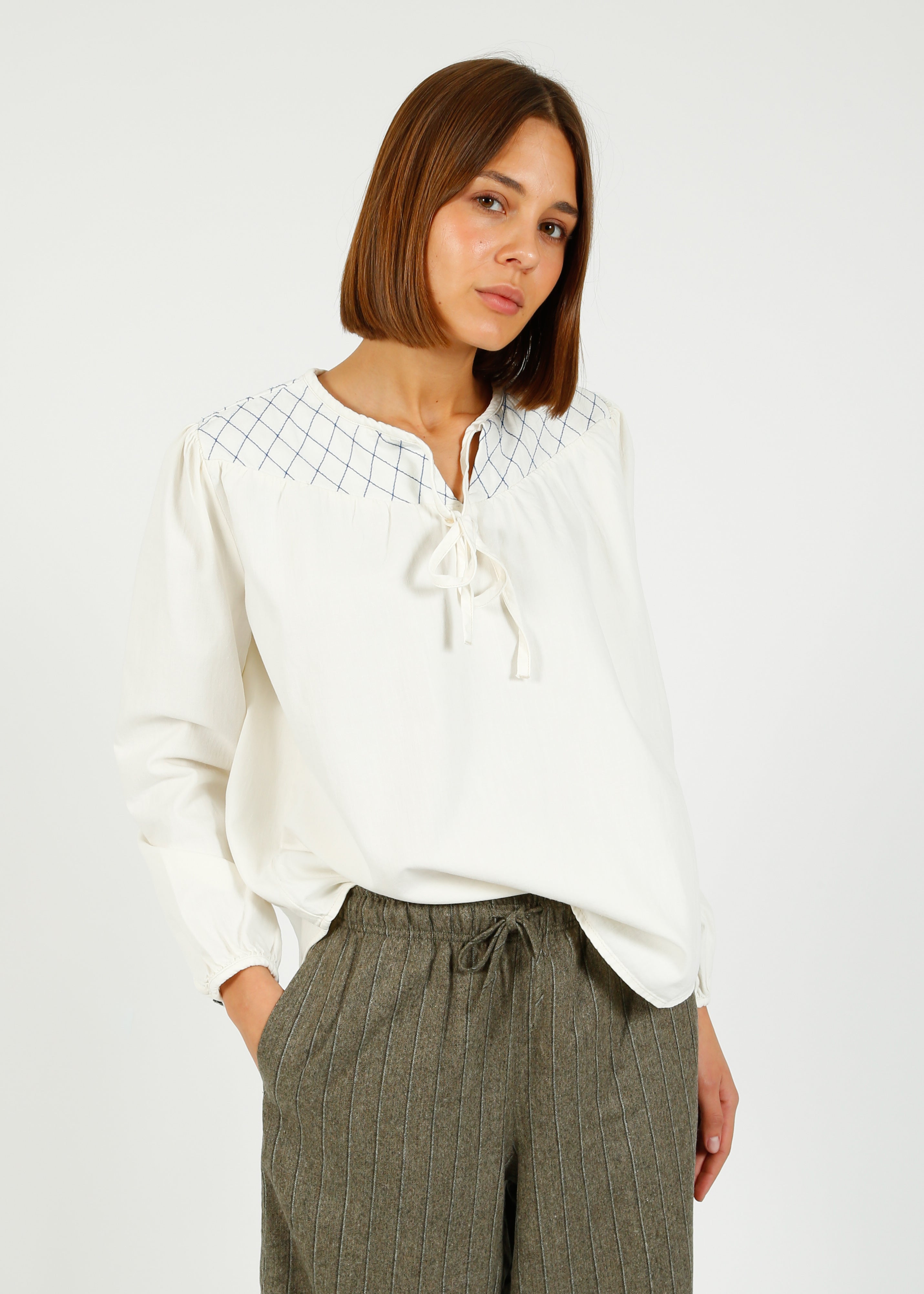 S&M Clio Blouse in Ecru