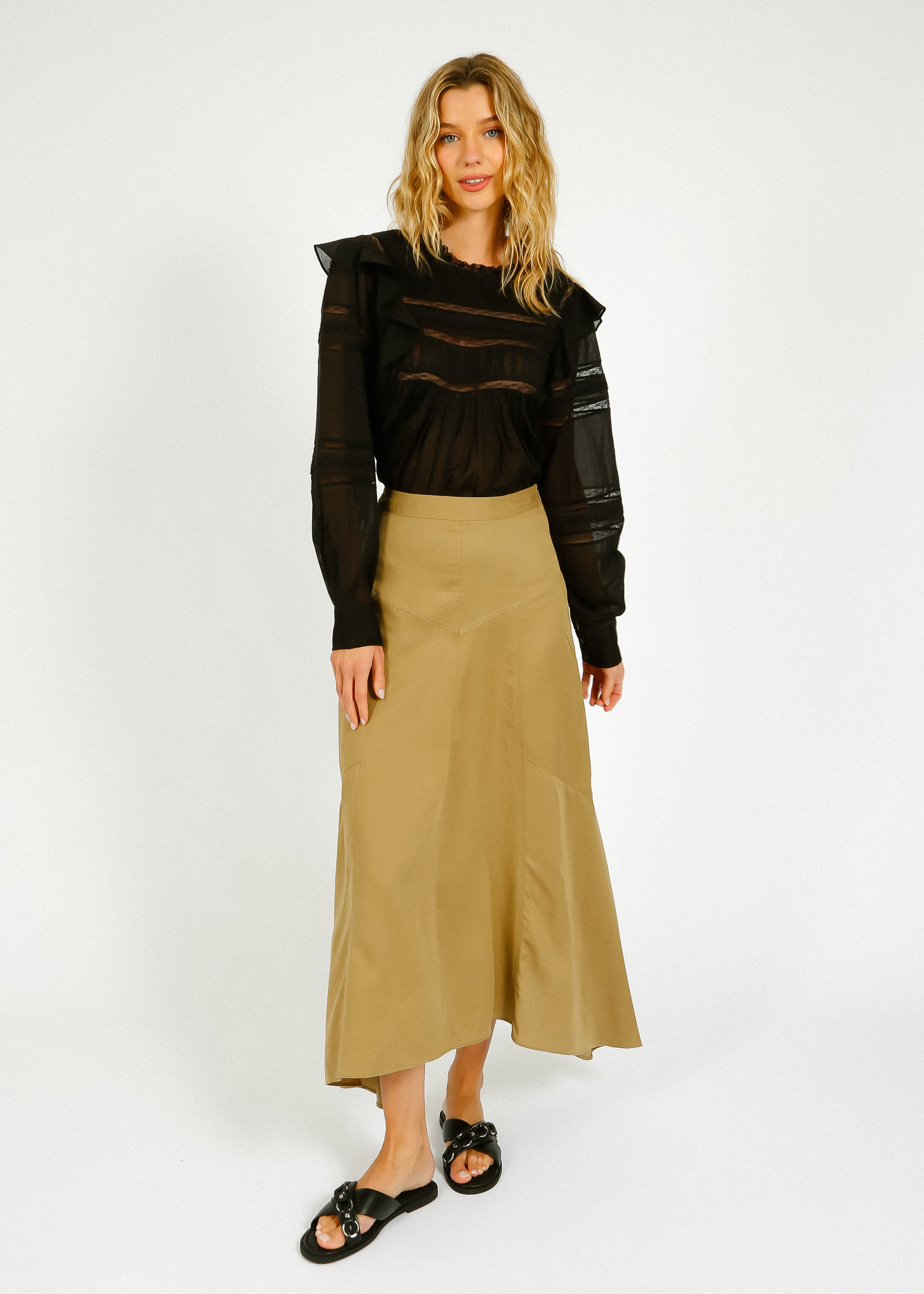 IM Ganael Ruffle Blouse in Black