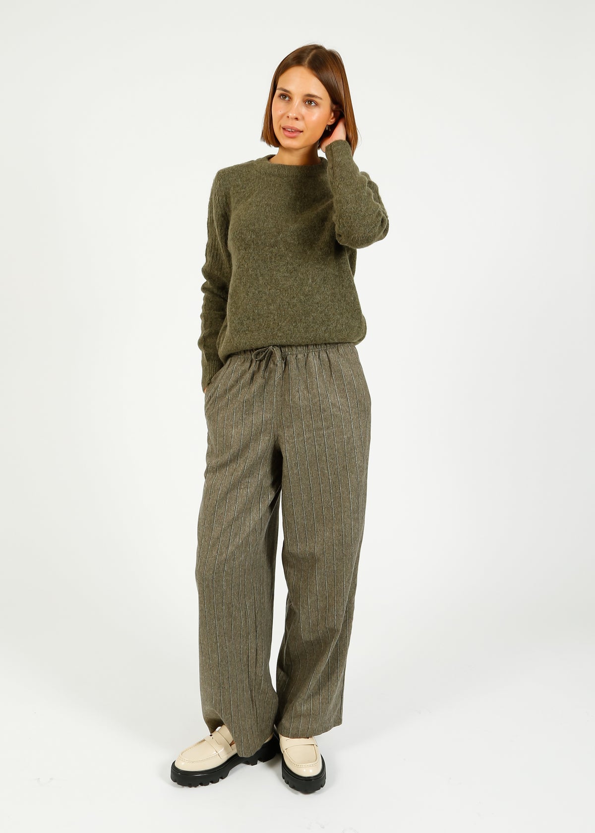 AV Dirow Trousers in Taupe Stripe