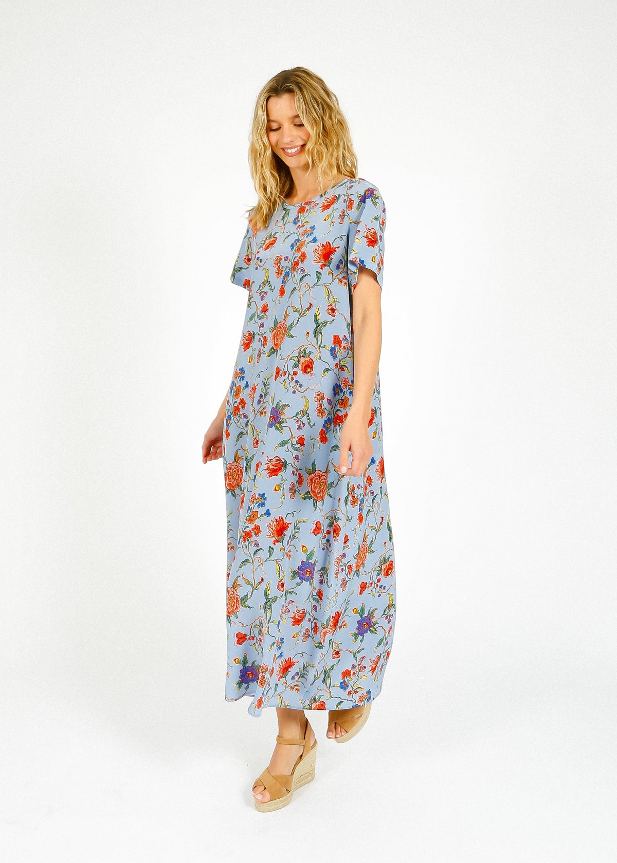 MM Revere Printed Dress in Light Blue