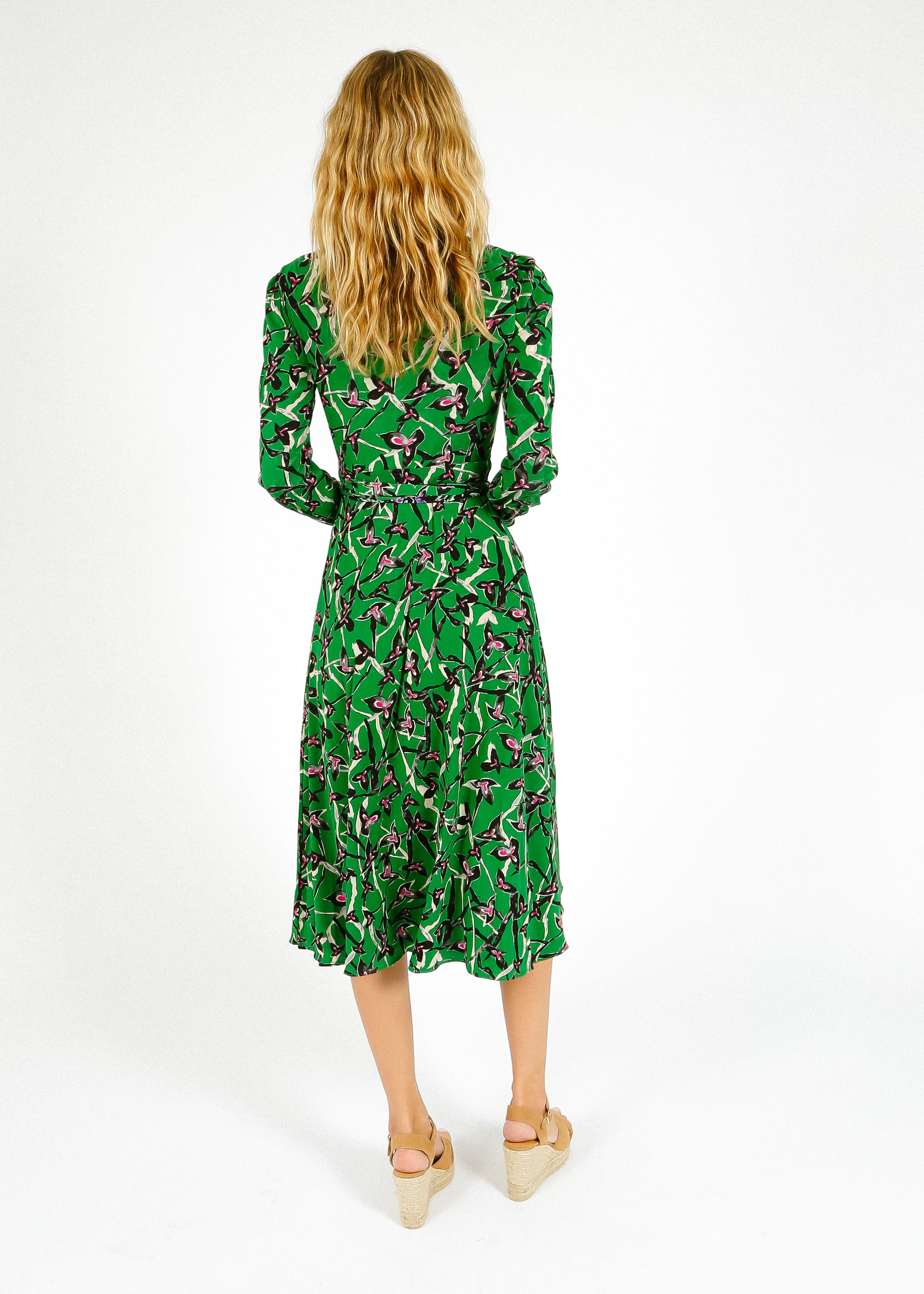 DVF Phoenix Reversible Dress in Tulip Fields, Clover