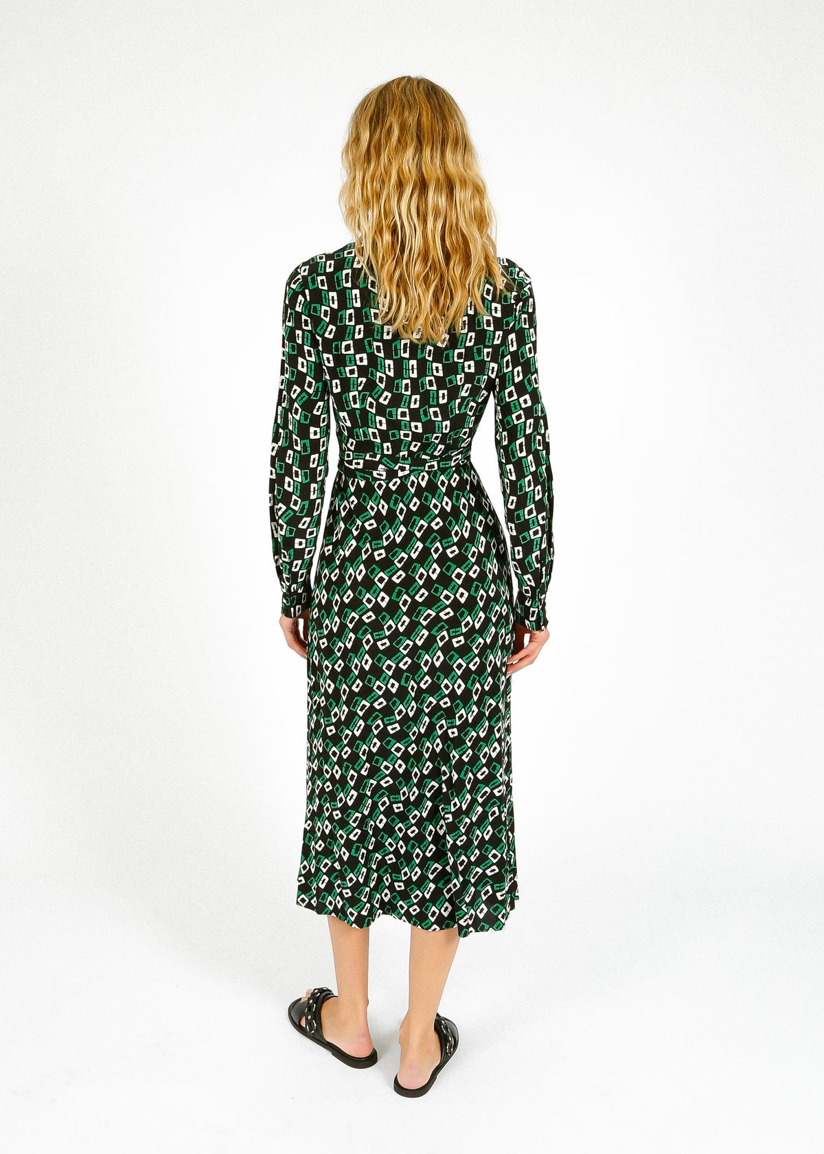 DVF Tori Dress in Chains Spots Black