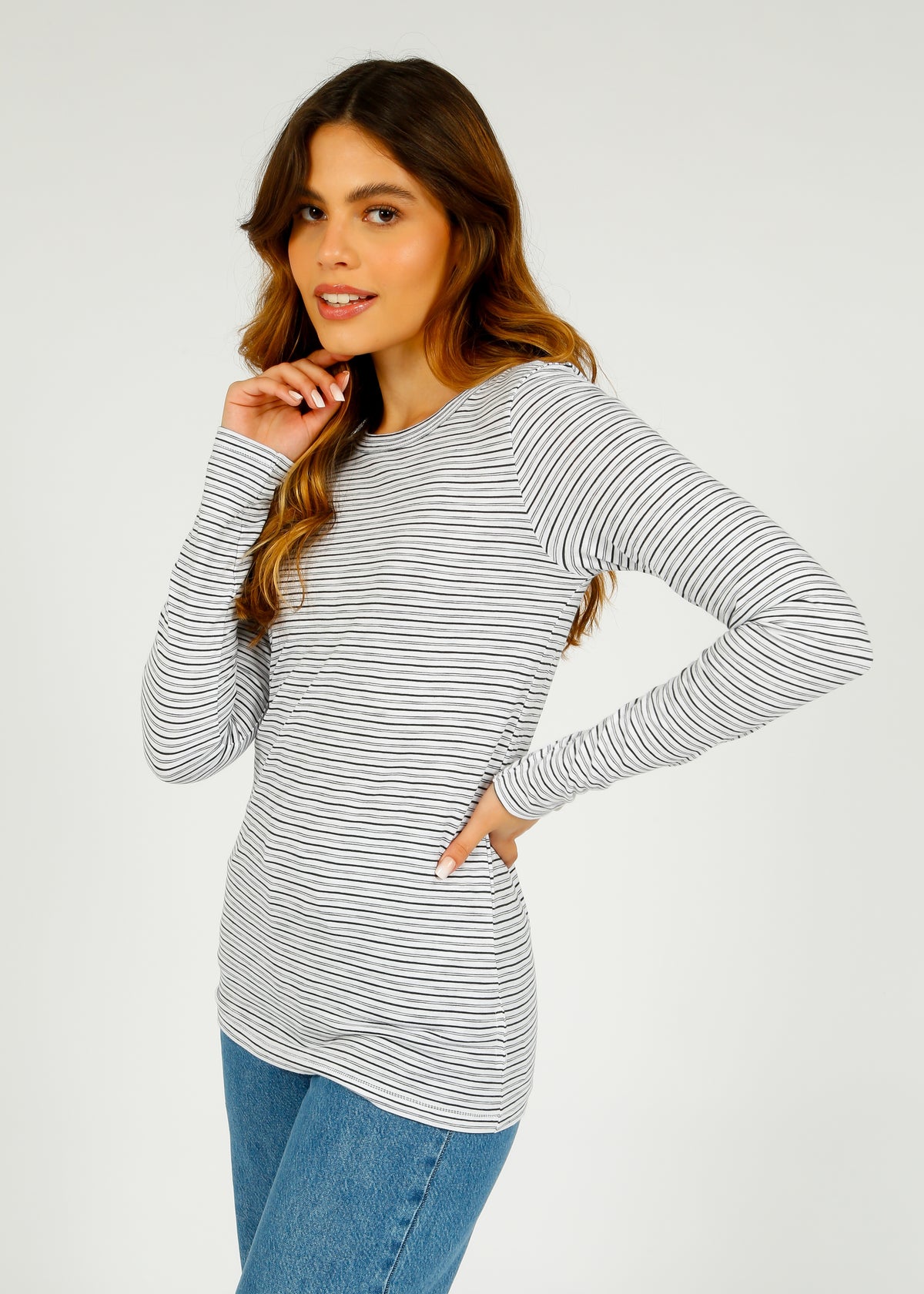 R&B The Slub Stripe LS Tee