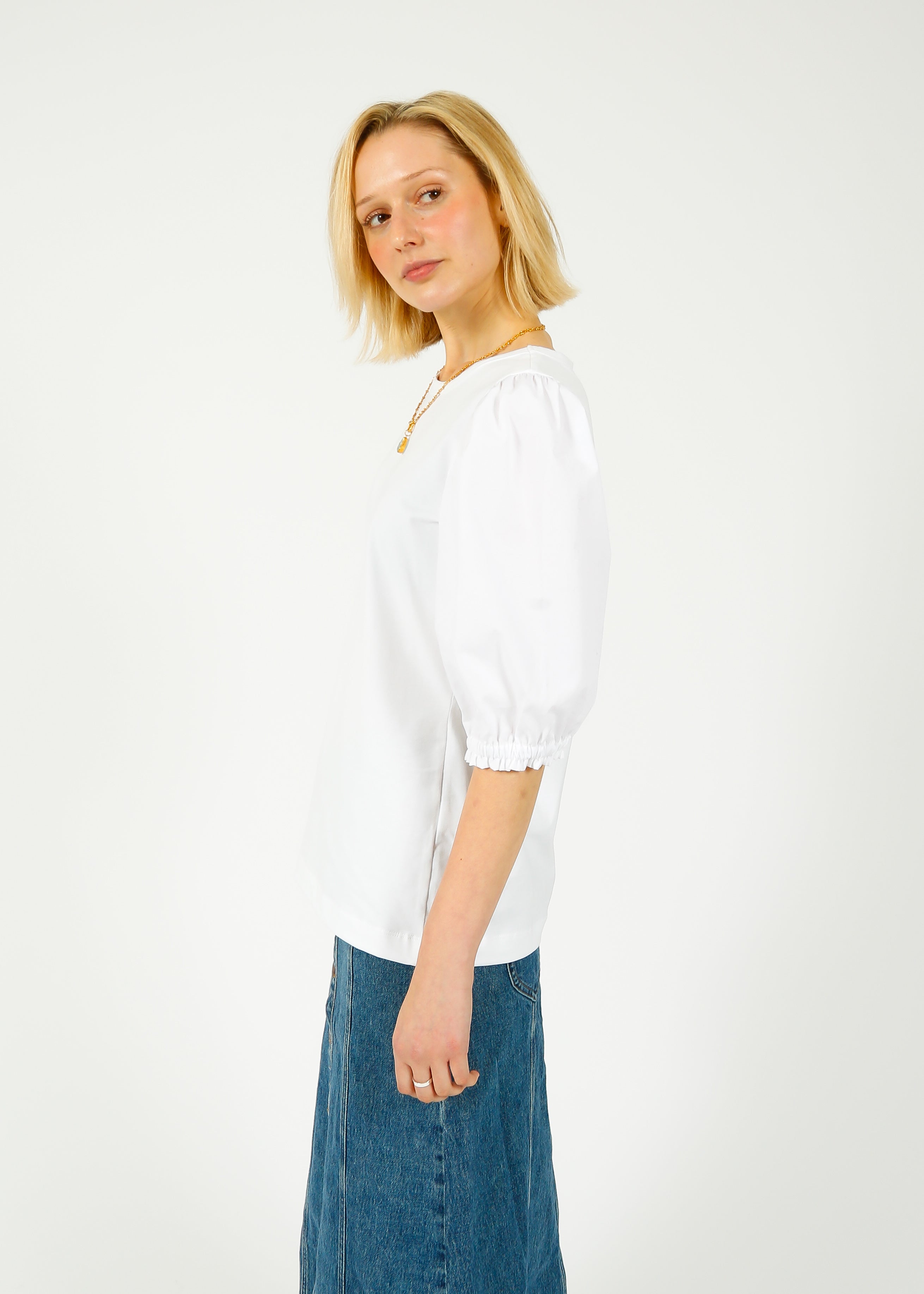 PARK Puff Sleeve Tee in White