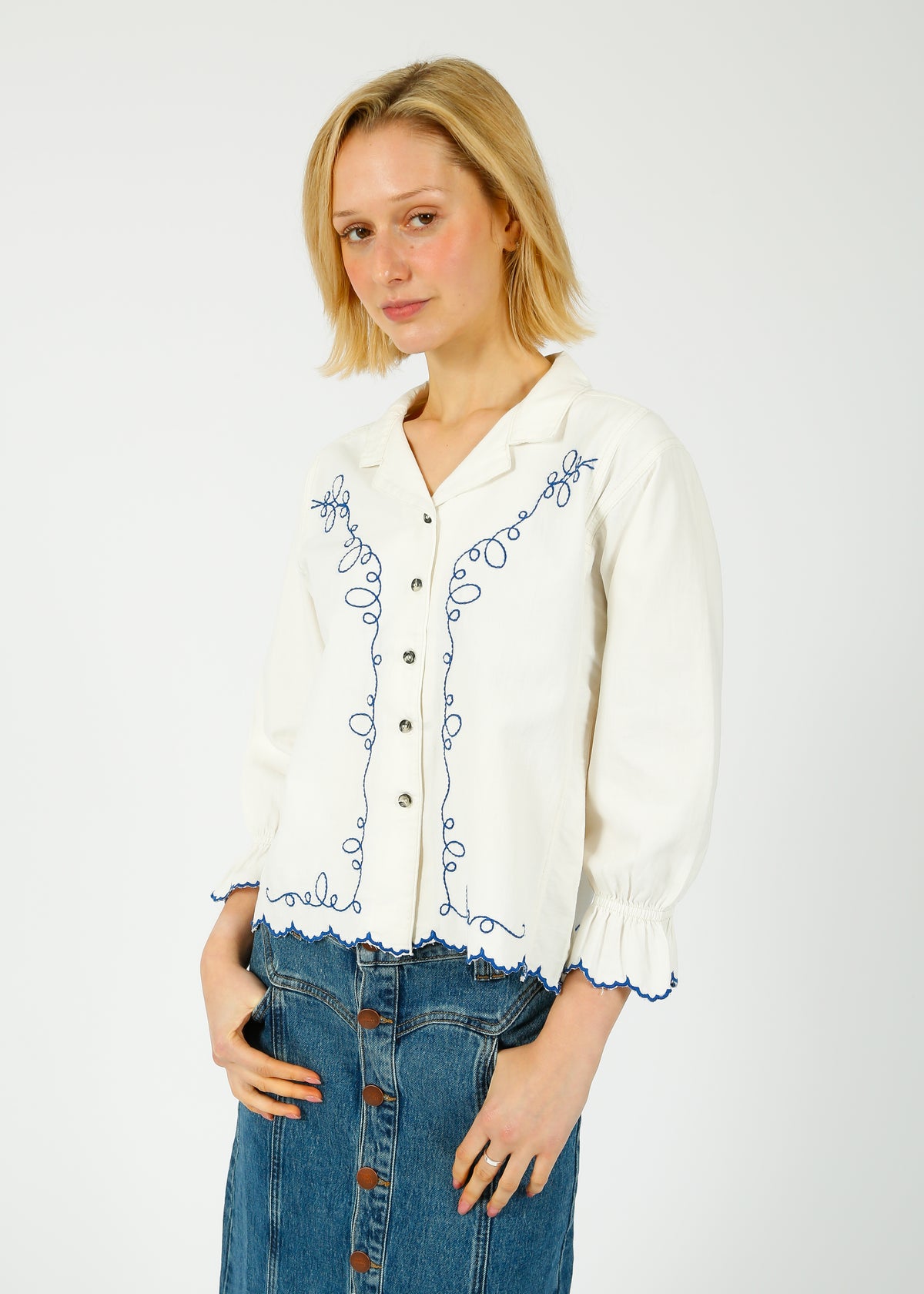 S&M Western Sophia Blouse in Ecru