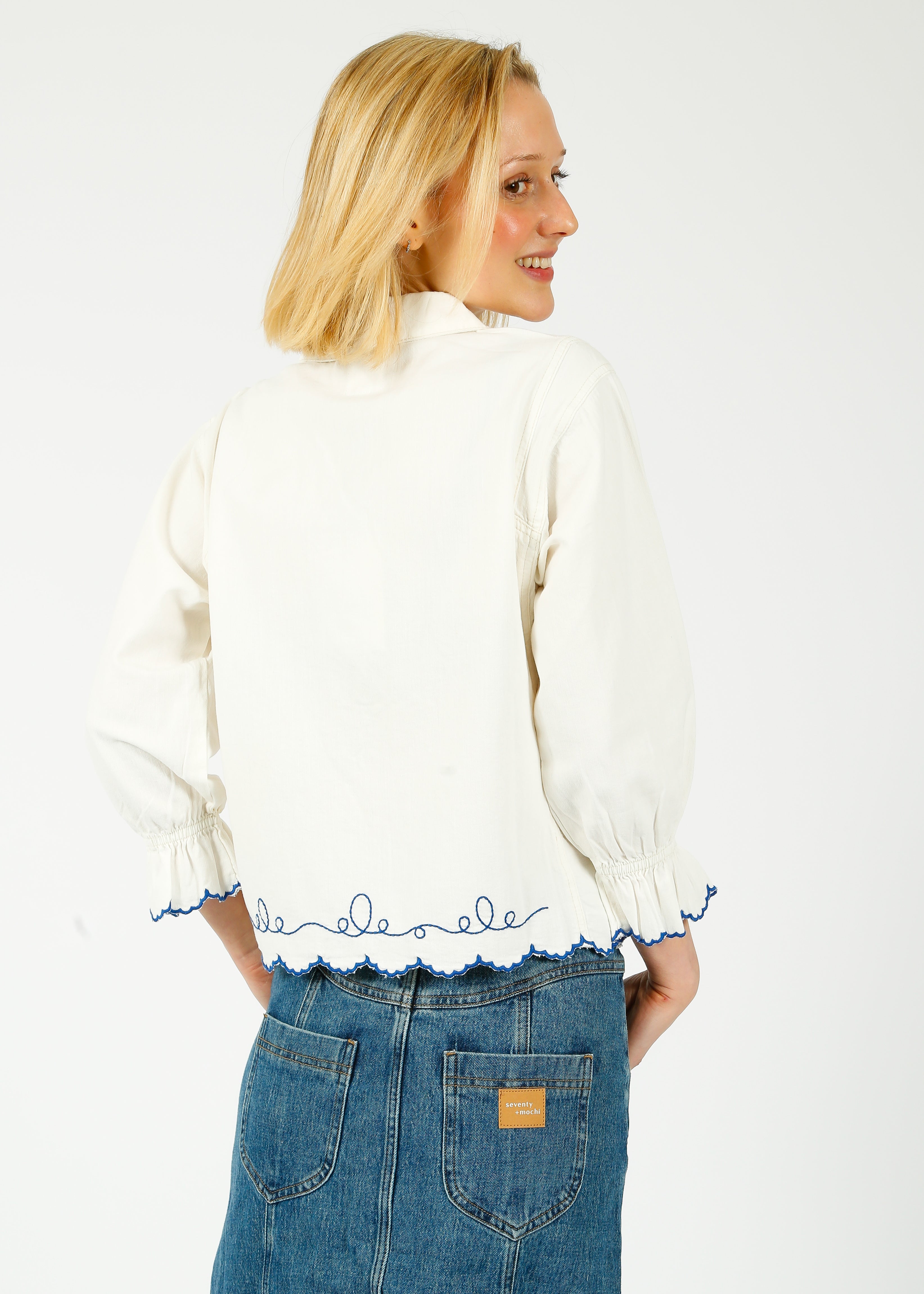 S&M Western Sophia Blouse in Ecru