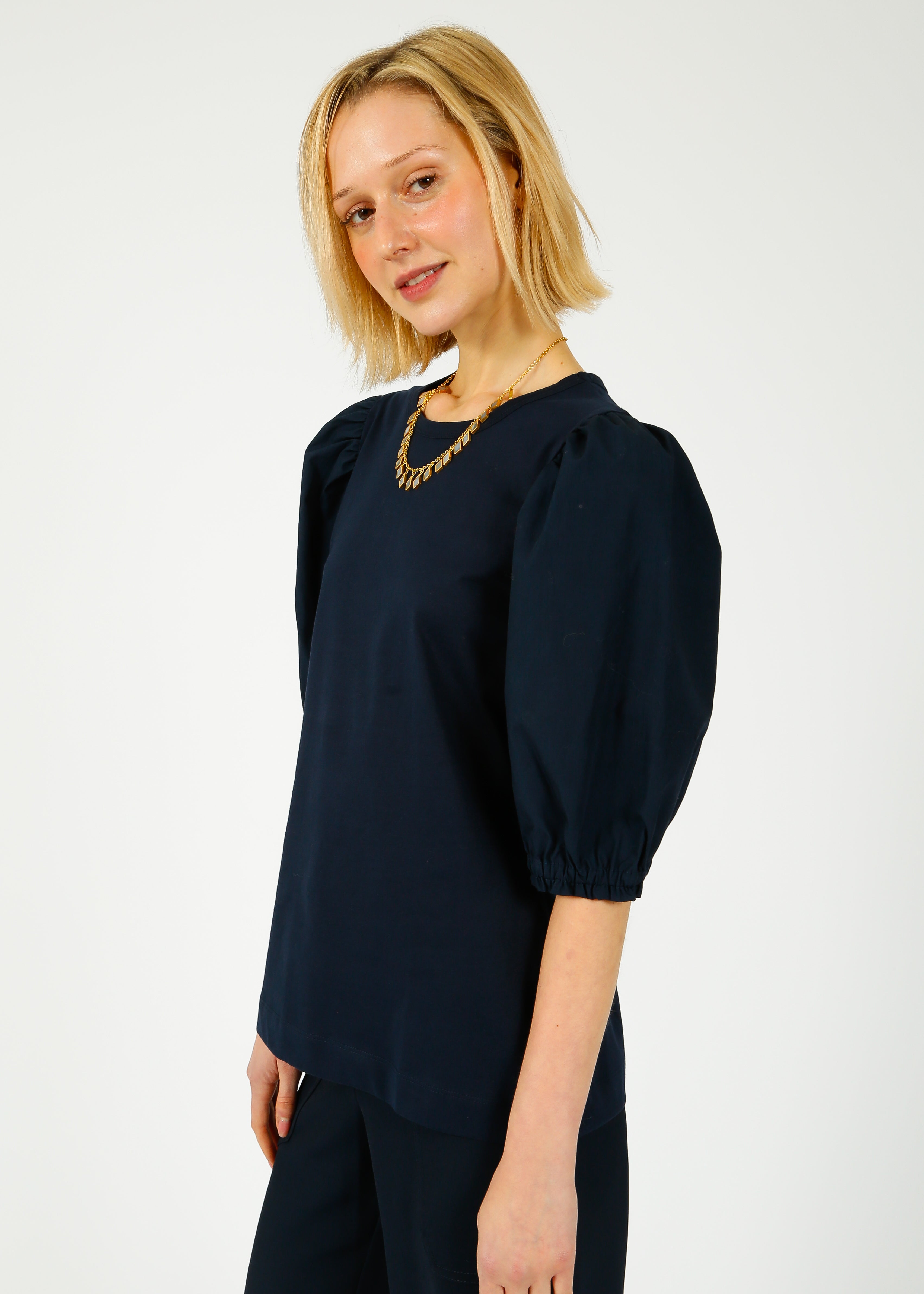 PARK Puff Sleeve Tee in Navy