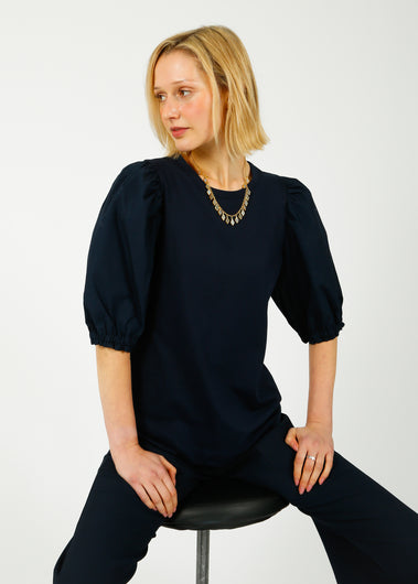 PARK Puff Sleeve Tee in Navy