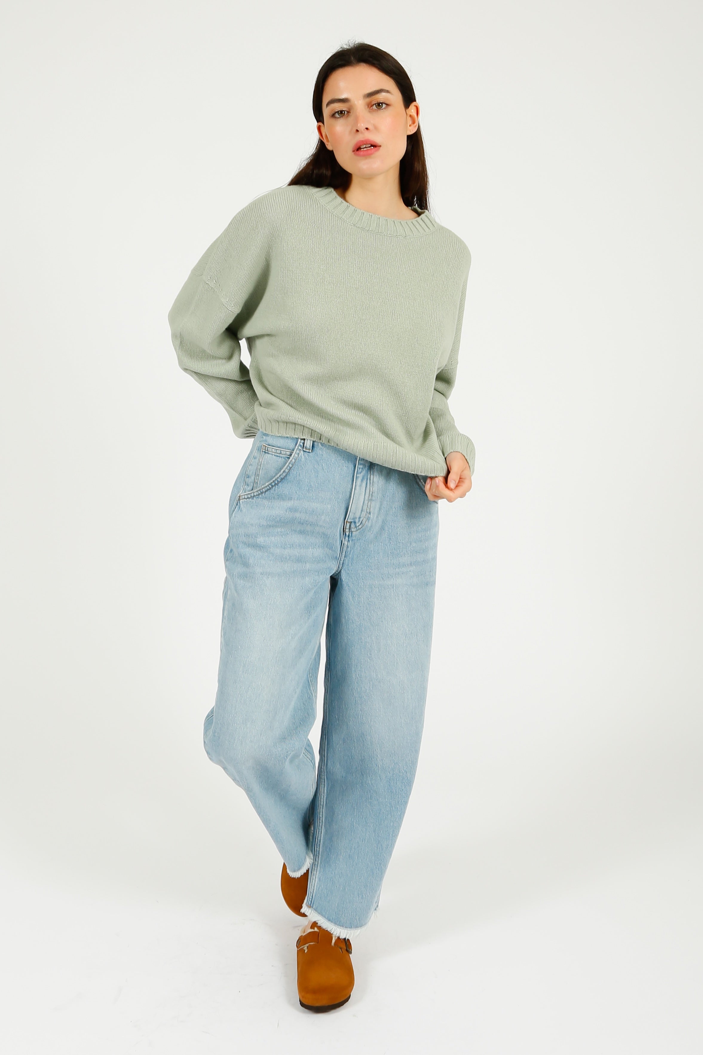 VK Ines Light Weight Round Neck Knit in Desert Sage