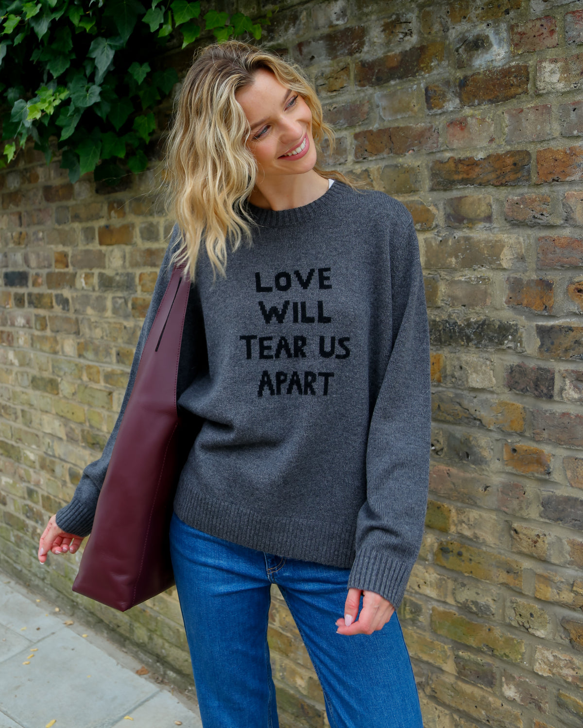 BF Love Will Tear Us Apart Jumper in Grey, Black