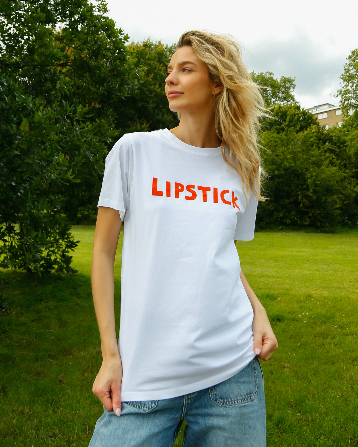 BF Velvet Lipstick Tee in White