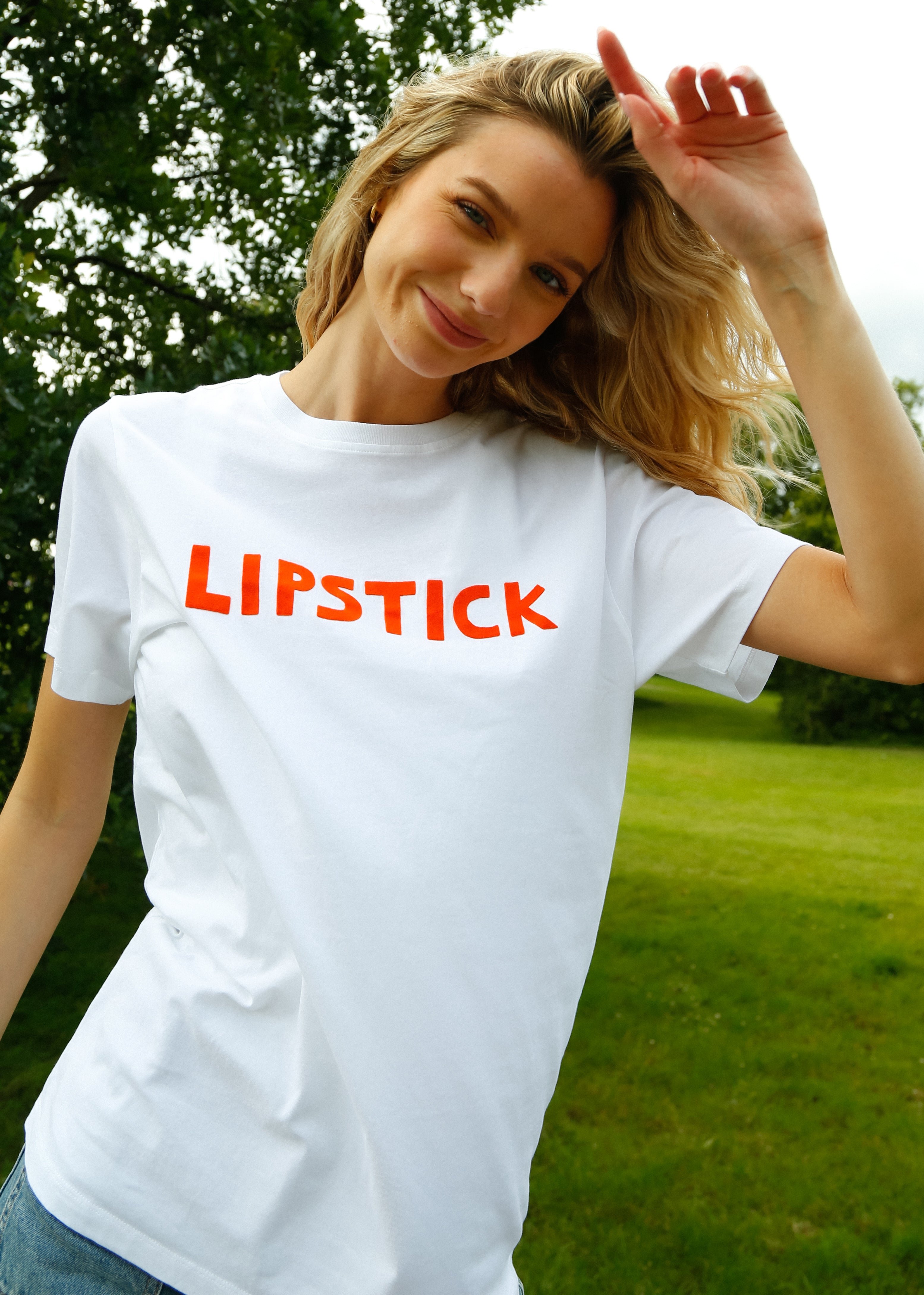 BF Velvet Lipstick Tee in White