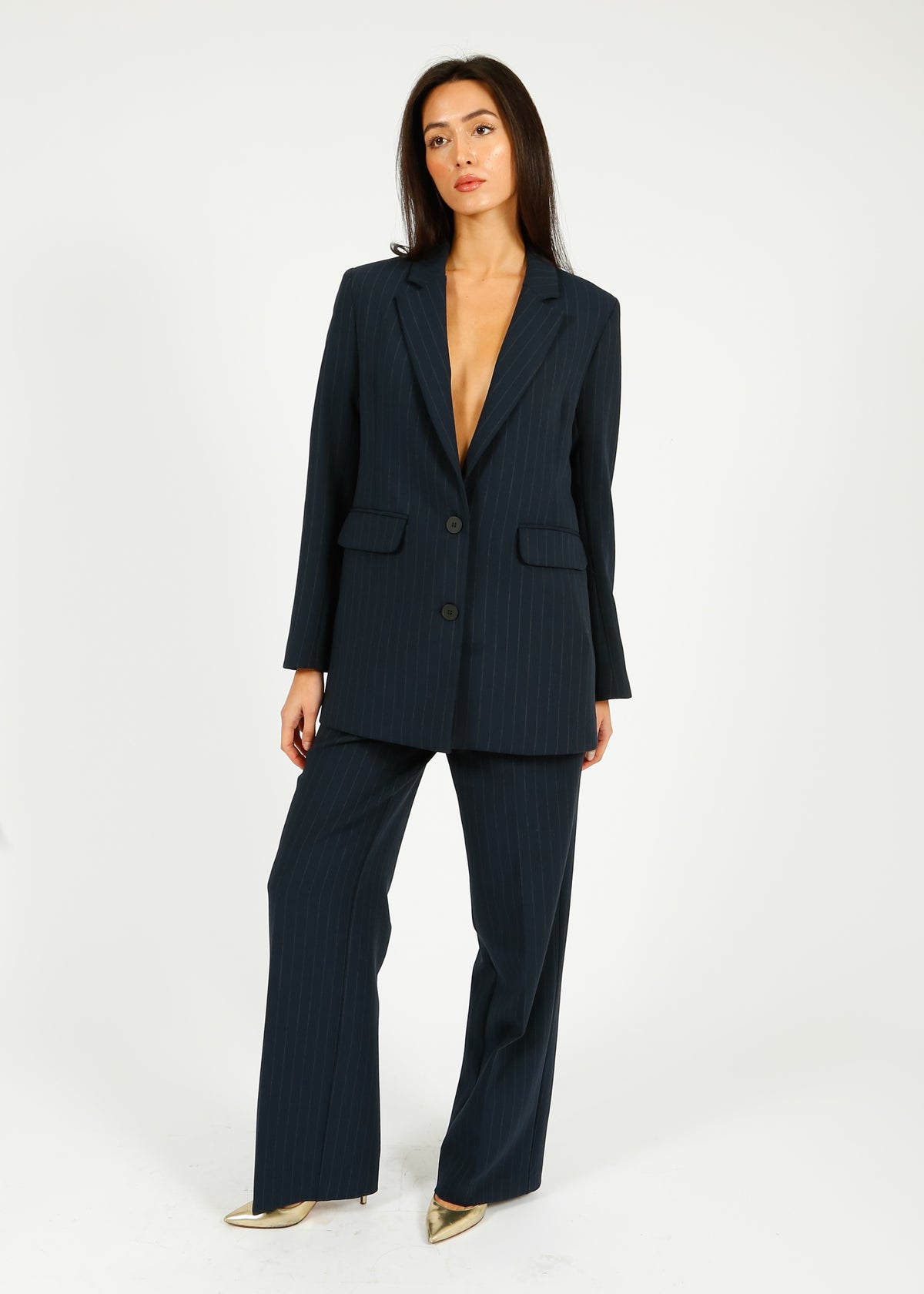 SLF Rita Relaxed Blazer in Dark Sapphire Pin Stripe