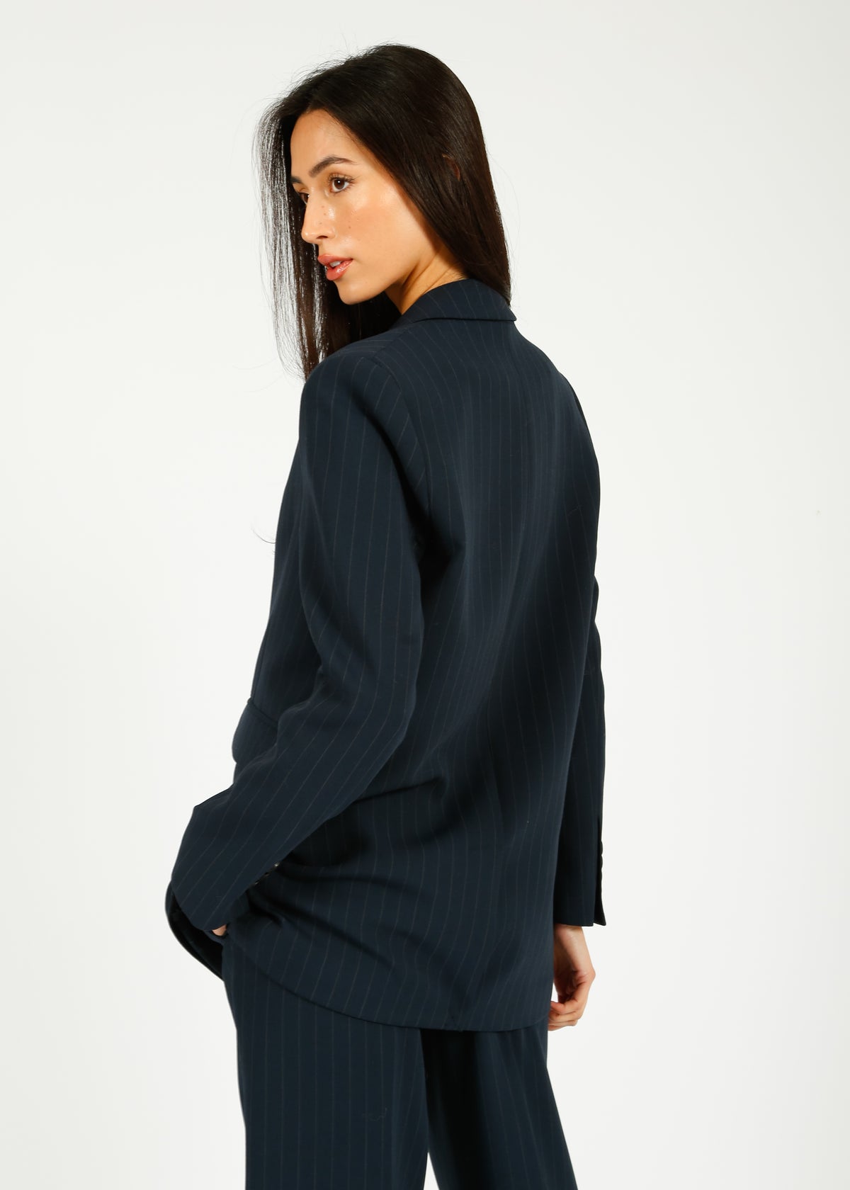 SLF Rita Relaxed Blazer in Dark Sapphire Pin Stripe