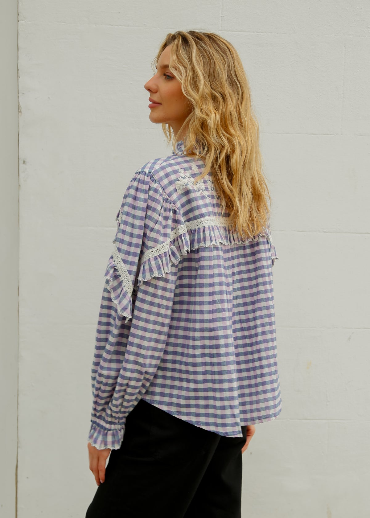 LM Noelianne Check Shirt in Blue, Purple