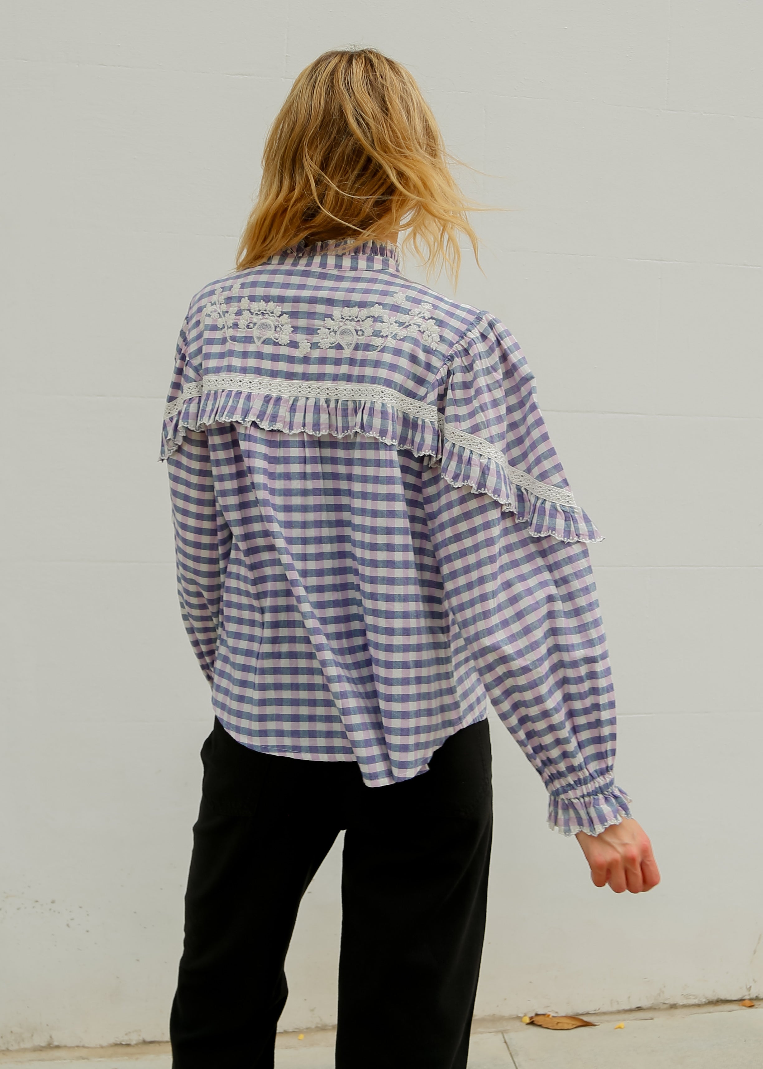 LM Noelianne Check Shirt in Blue, Purple