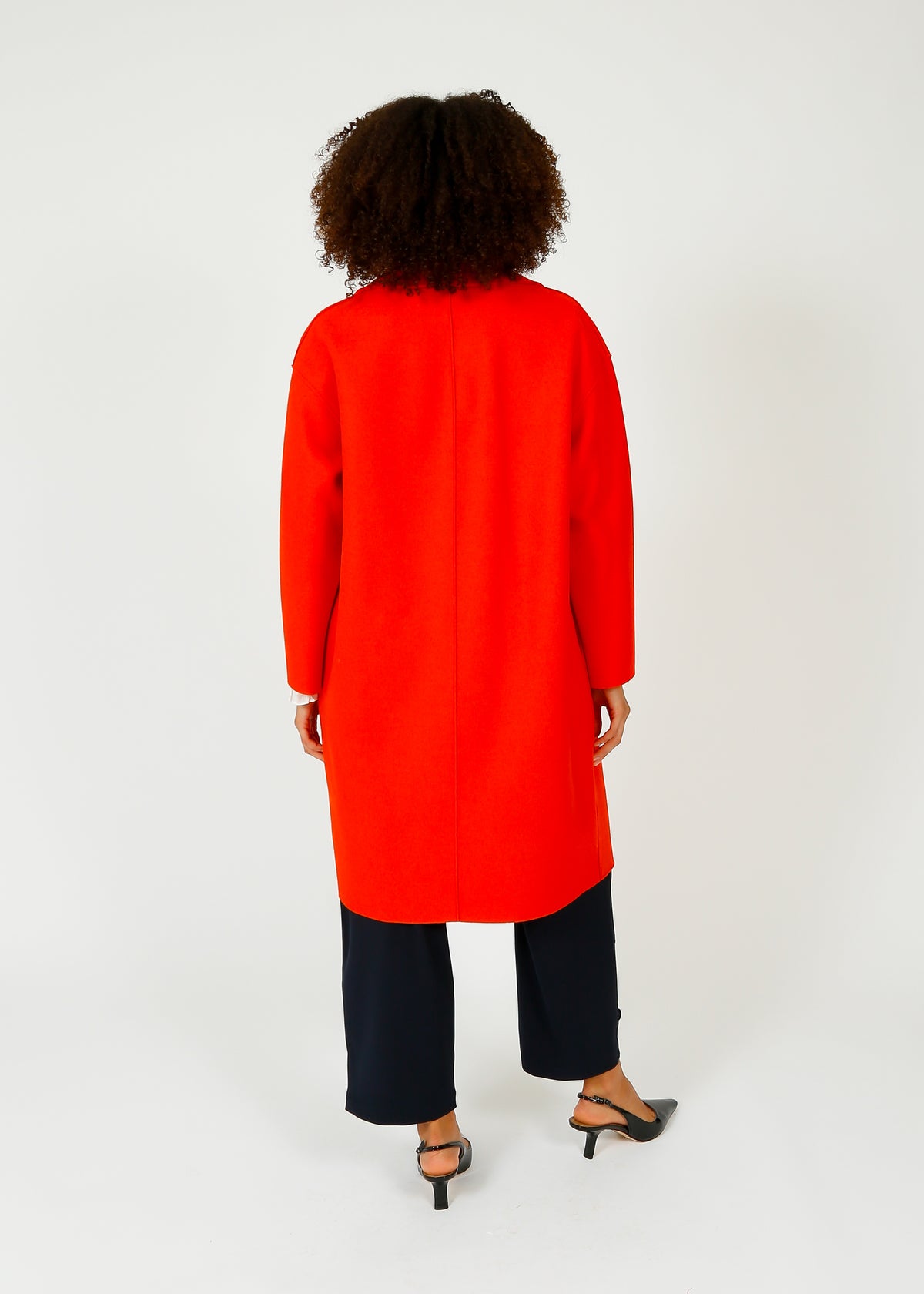 HW Pressed Wool Coat in Red Orange