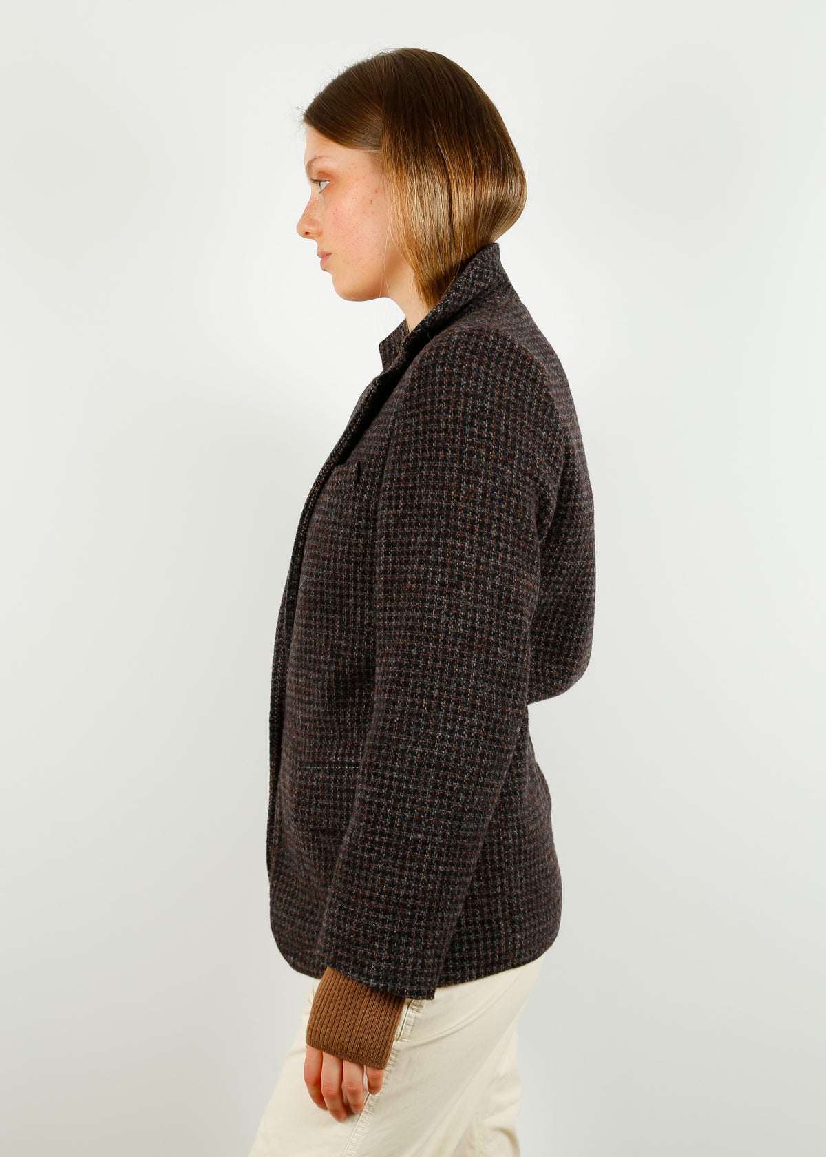 Cassie pleated wool-blend jacket in brown - Veronica Beard