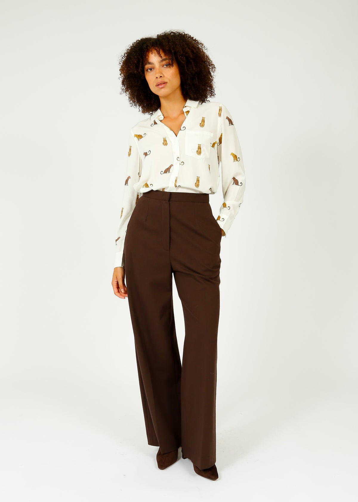 HW Palazzo Trousers in Dark Brown