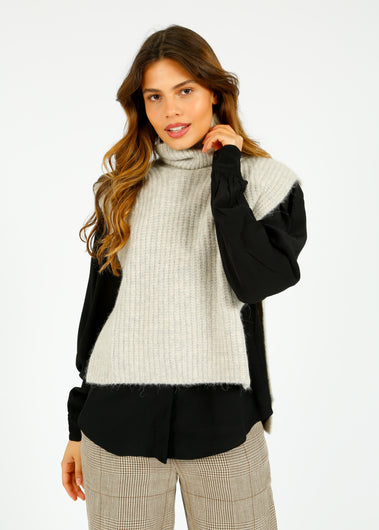 IM Megan SL Roll Neck Knit in Sand