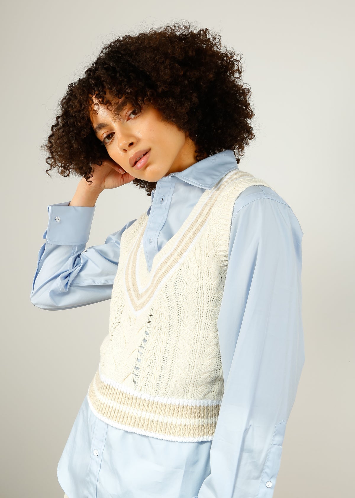 R&B Brandi Slim Vest in Ivory