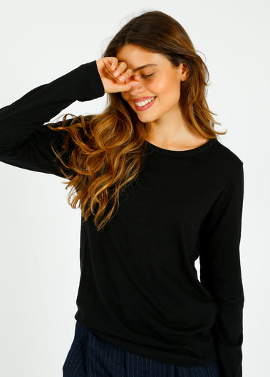 PARK LS Cotton Rd Neck in Black