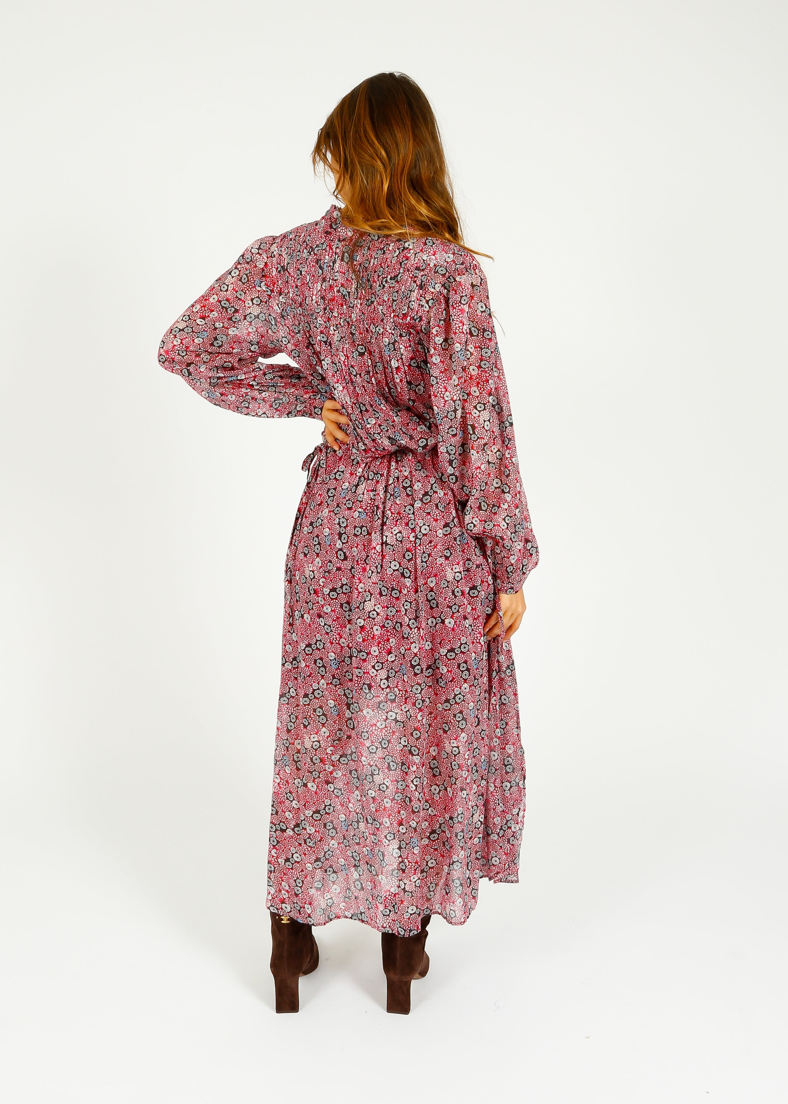 IM Dalida Printed Dress in Raspberry, Black