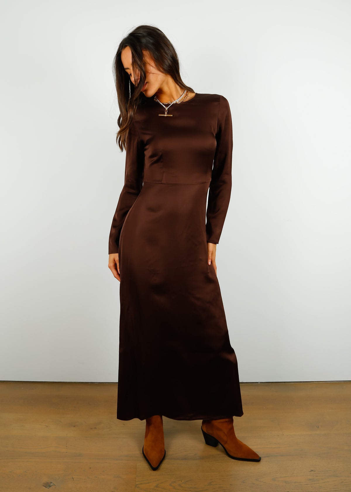 Long sleeve ankle outlet dress