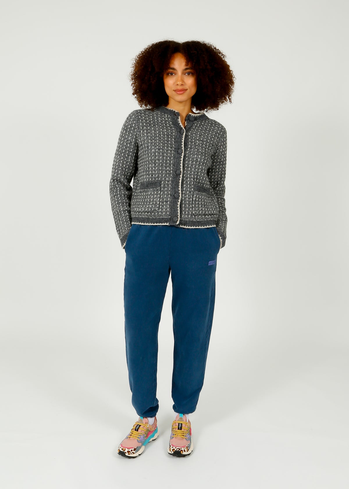 SLF Sine Knit Cardi in  Volcanic Ash, Birch