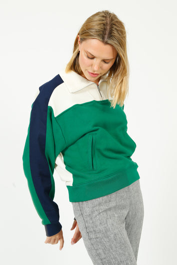 R&B Vintage Terry Sport Half Zip in Green