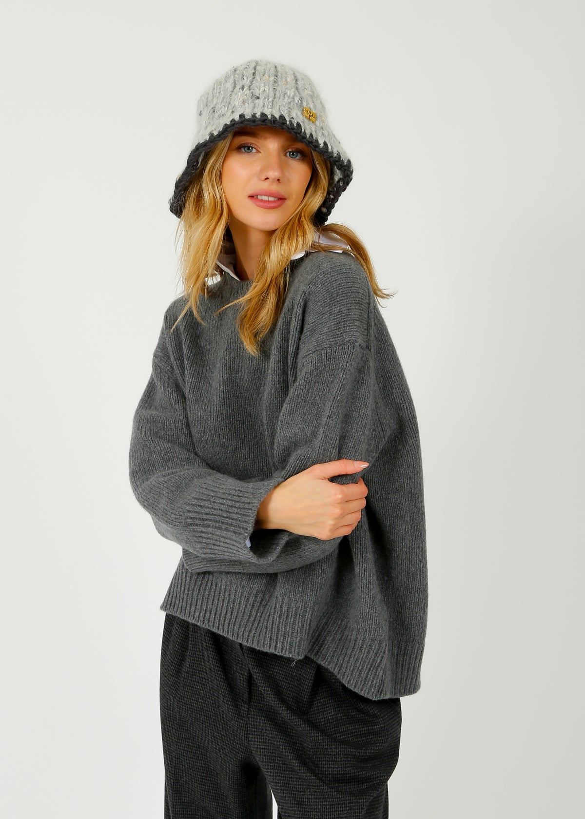 GANNI A6304 Chunky Marled Handknit Bucket Hat