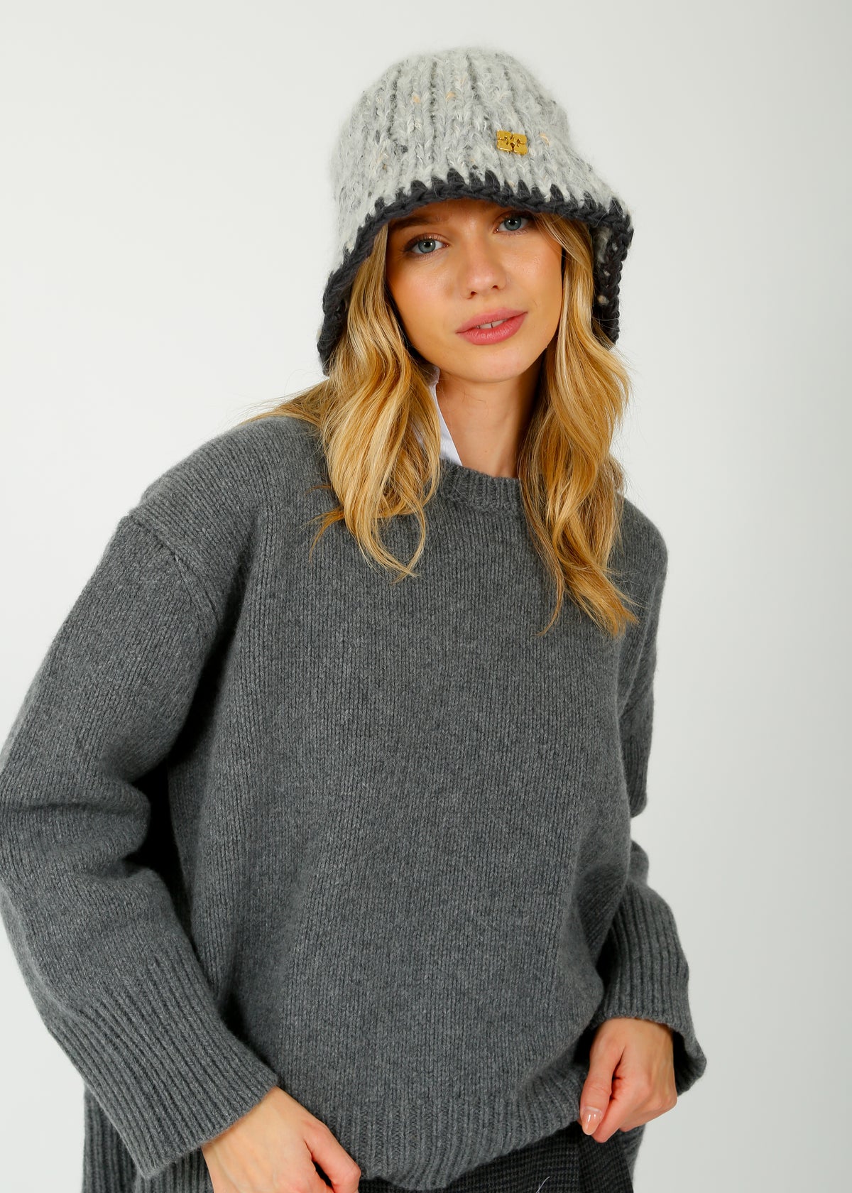 GANNI A6304 Chunky Marled Handknit Bucket Hat