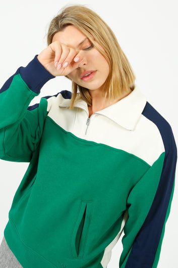 R&B Vintage Terry Sport Half Zip in Green