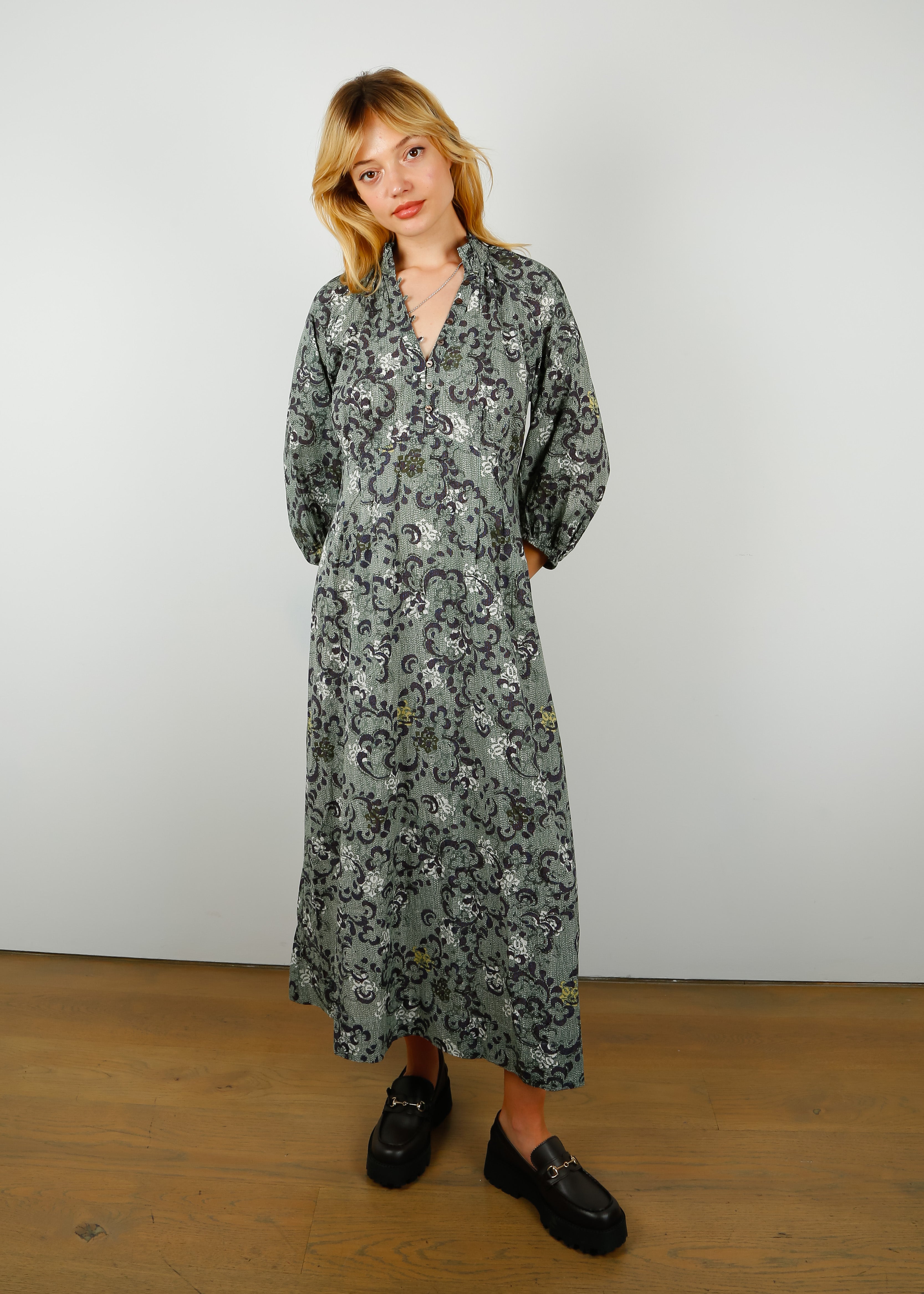 OM Arienne Dress in Cargo Green