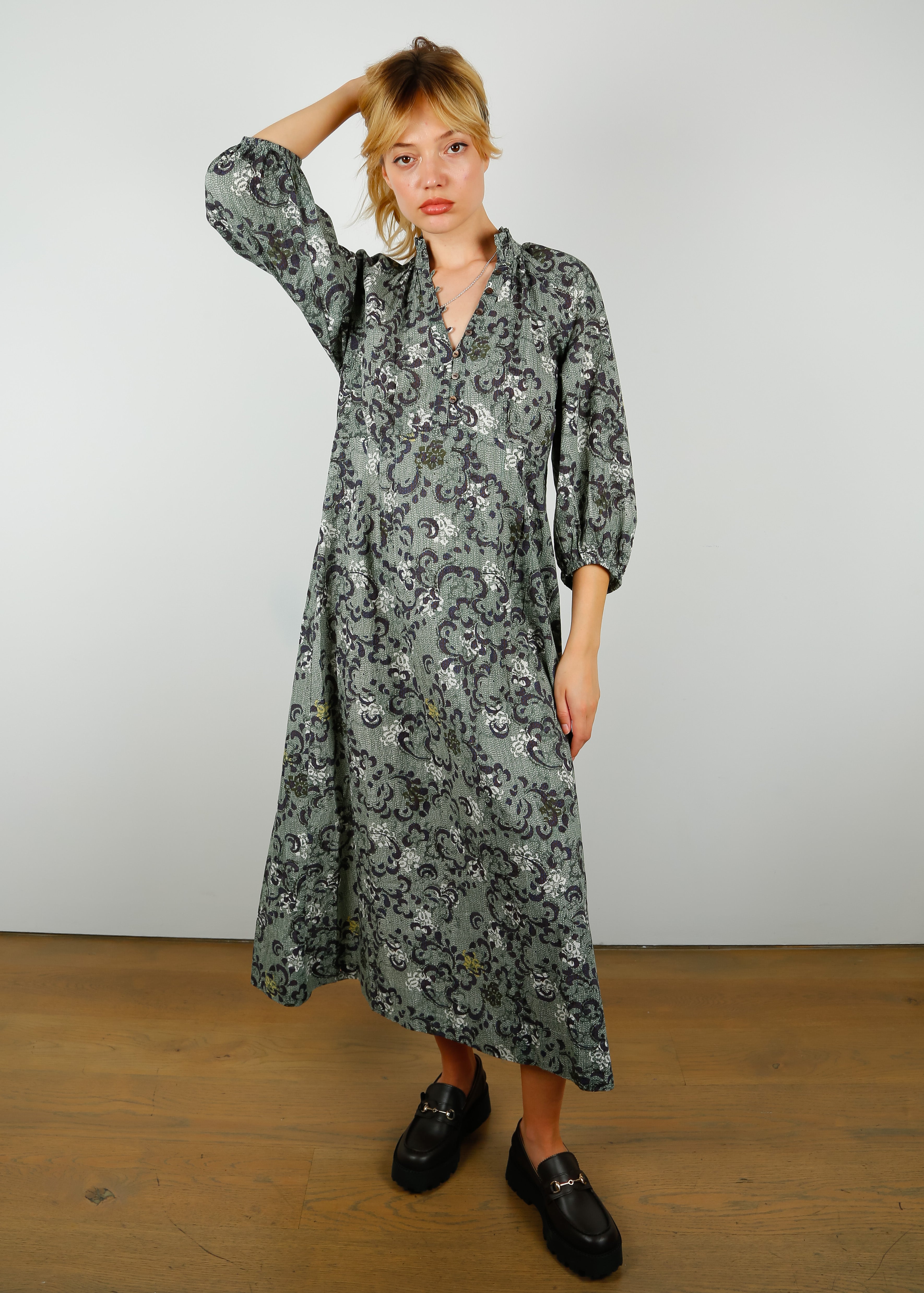 OM Arienne Dress in Cargo Green