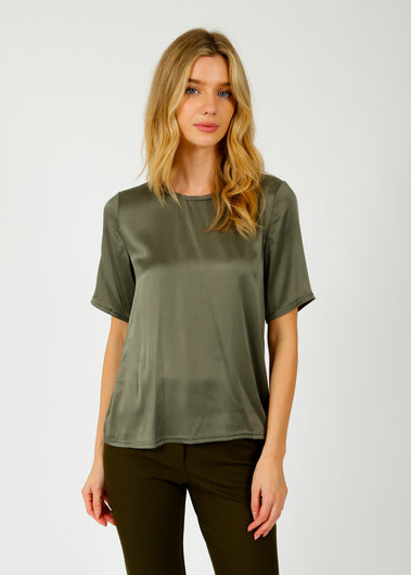 LR Gunhilda Silk Top in Olive