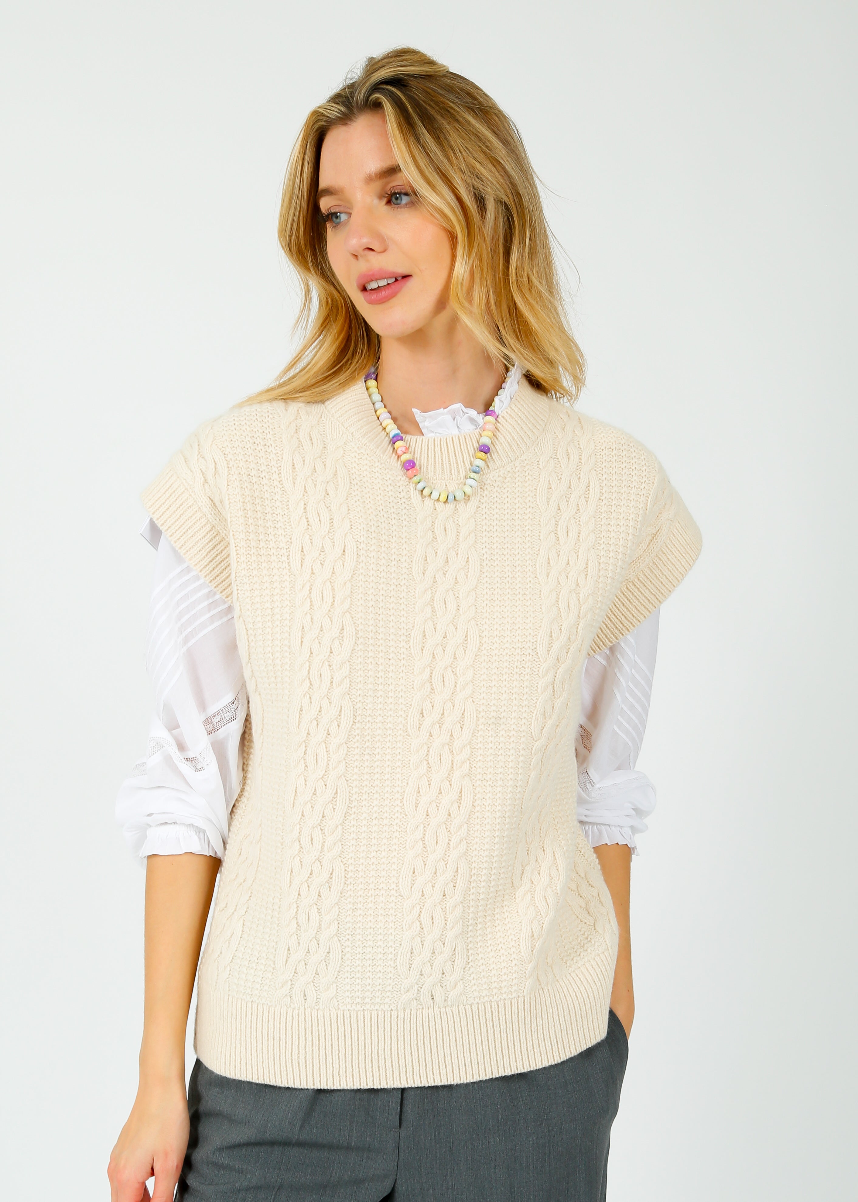 SLF Elina Marie Knit Vest in Birch