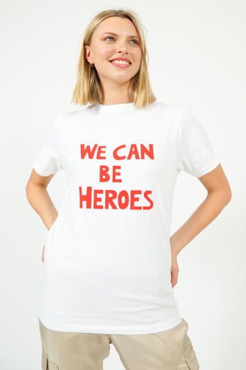 BF We Can Be Heros Tee in White, Red