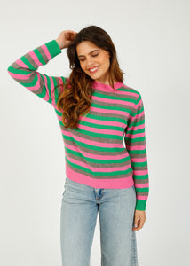 You added <b><u>JU 3 Stripe Crew in Bright Green, Azalea Vapor</u></b> to your cart.