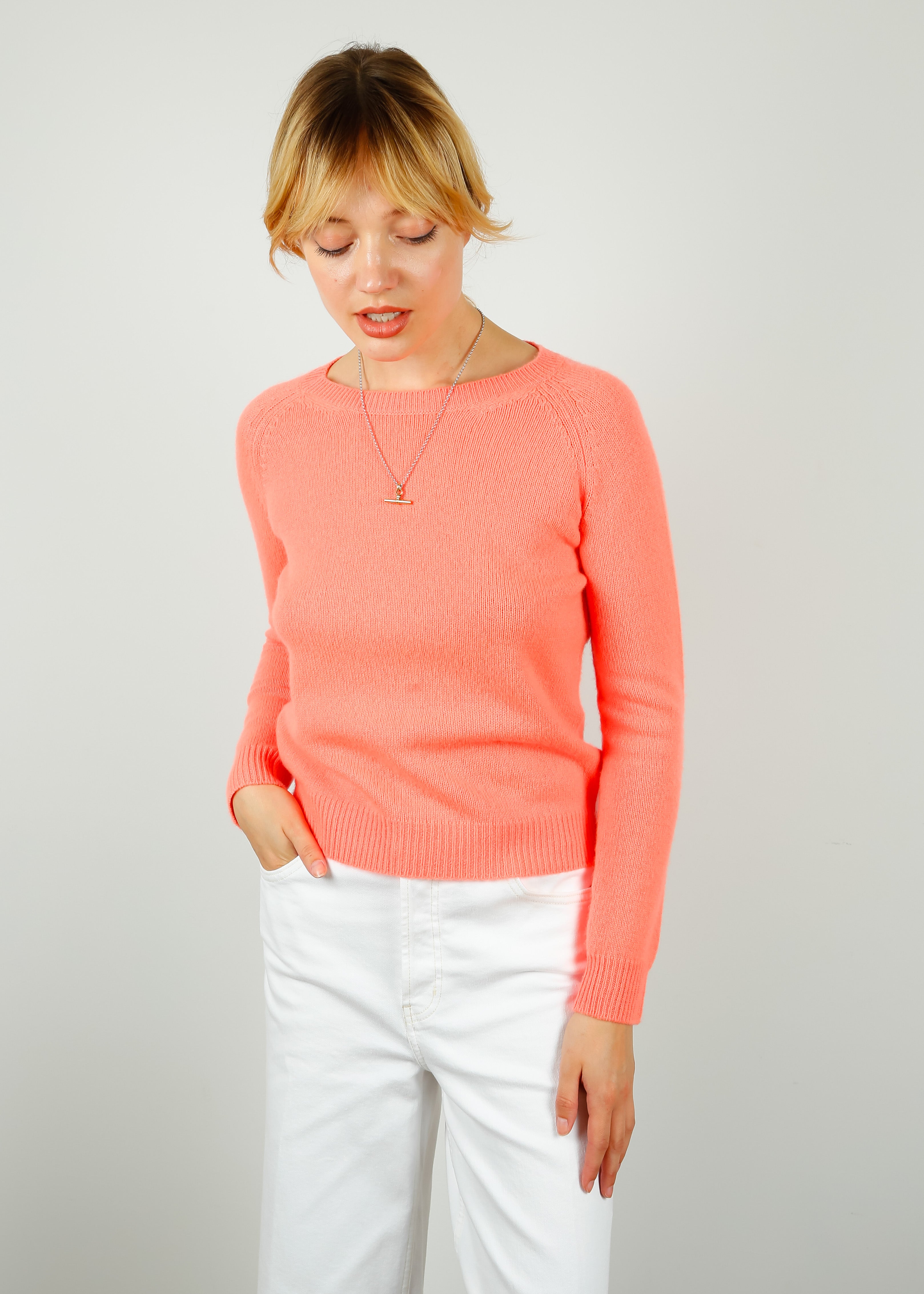 JU Crop Crew in Neon Coral