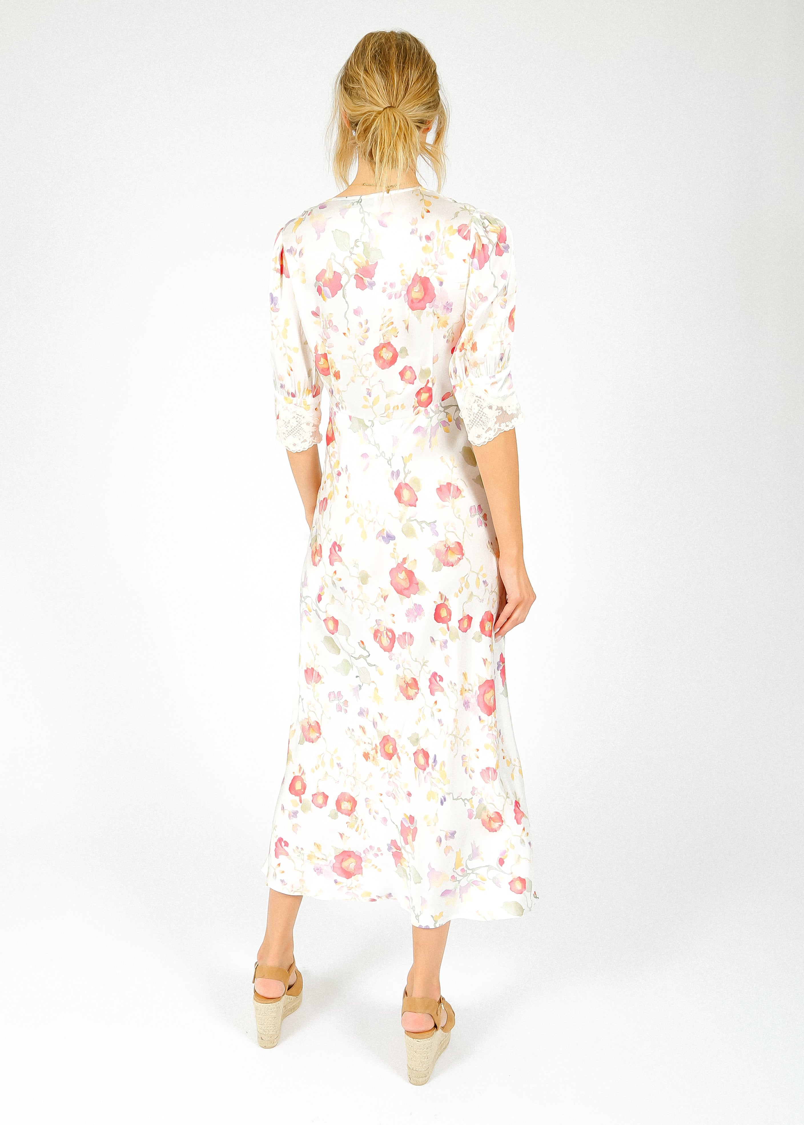 RIXO Simone Dress in Waterblossom Ivory