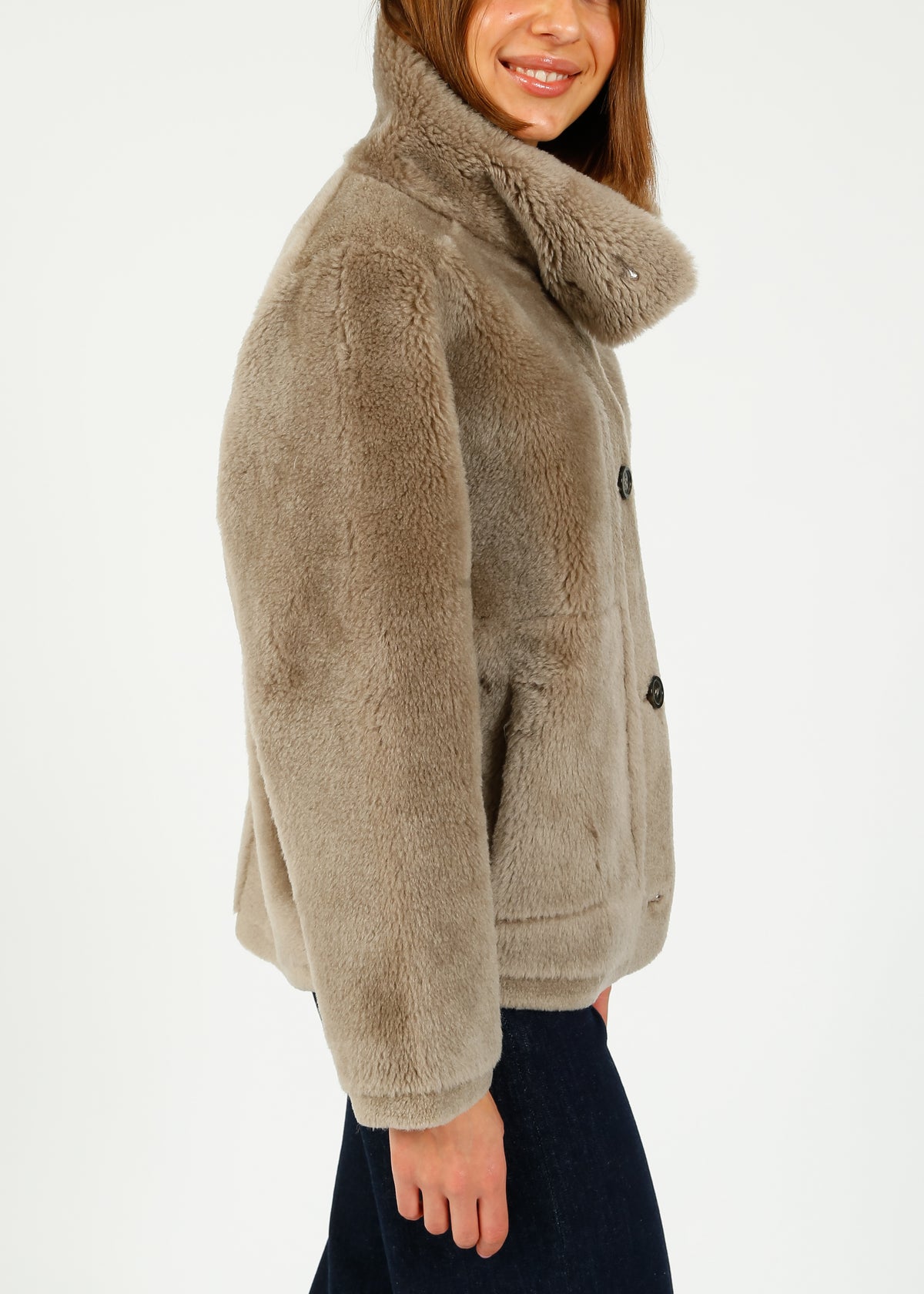 OW Assietta Lily Fur Coat in Taupe