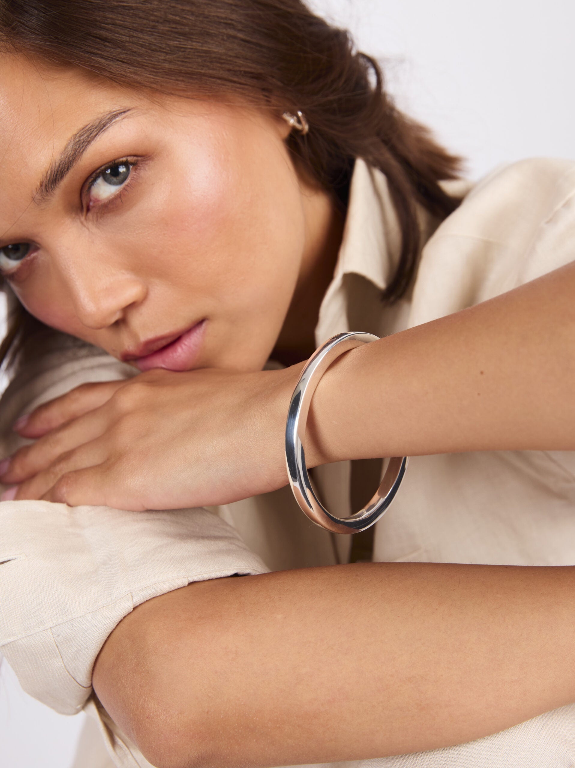 TS Silver Plated Square Edge Bangle