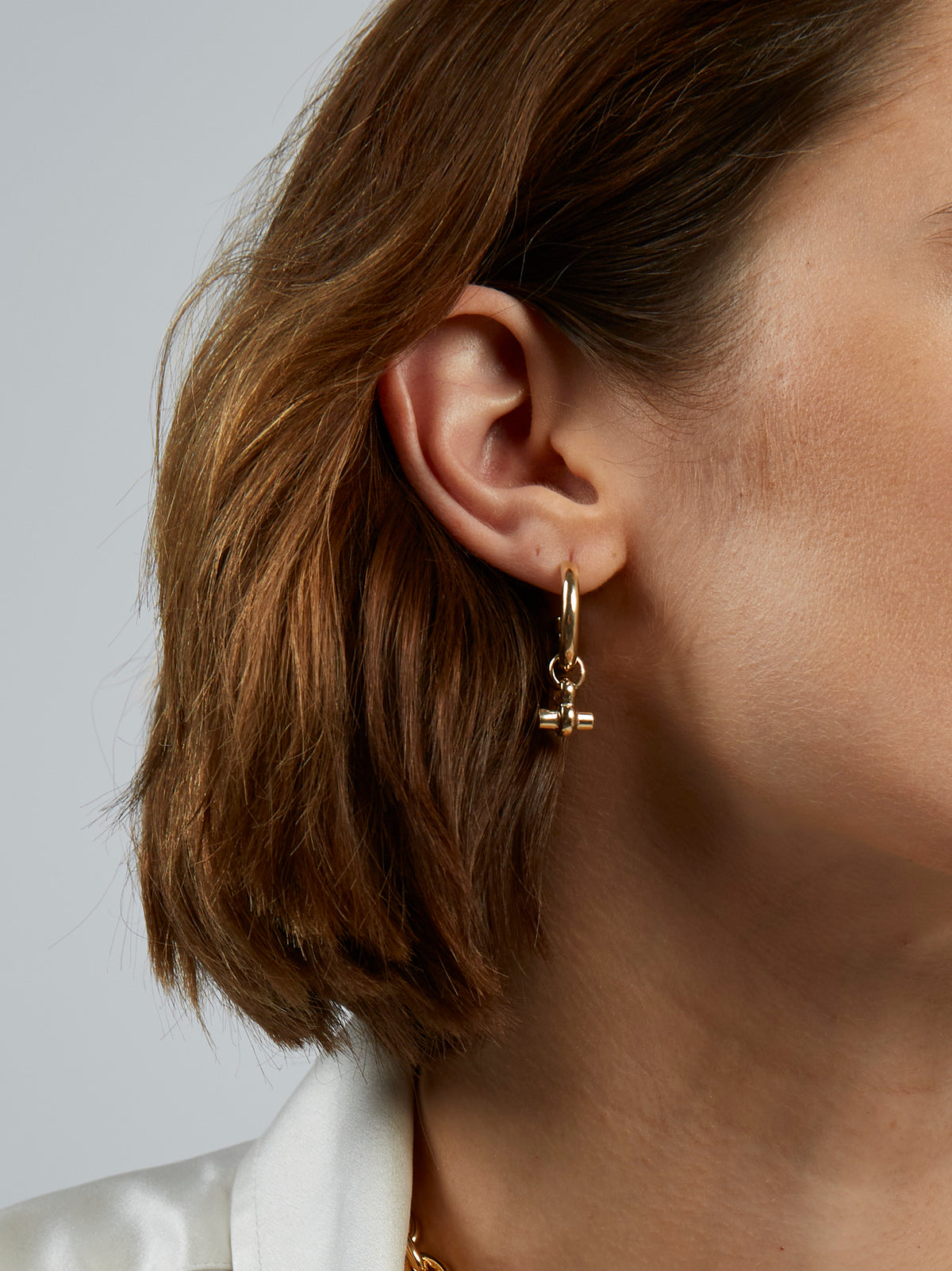 TS Small Gold Hoop T-Bar Earrings