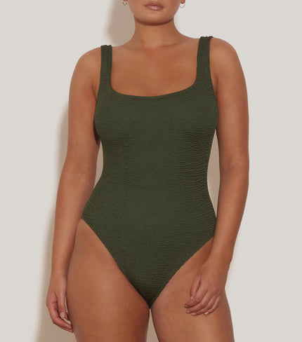 HG Square Neck Swim in Metallic Khaki