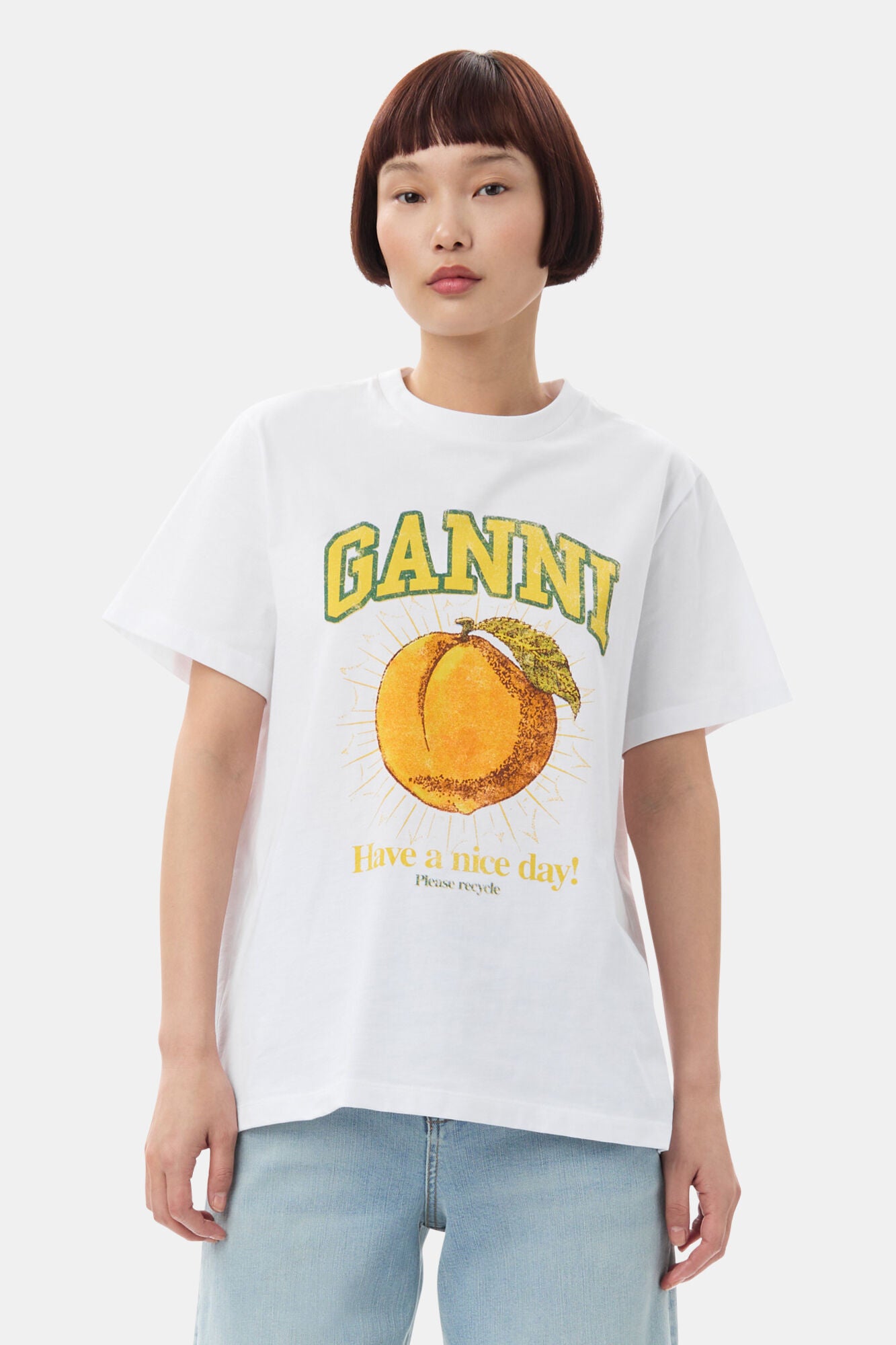 GANNI T3529 Basic Jersey Peach Relaxed T Shirt