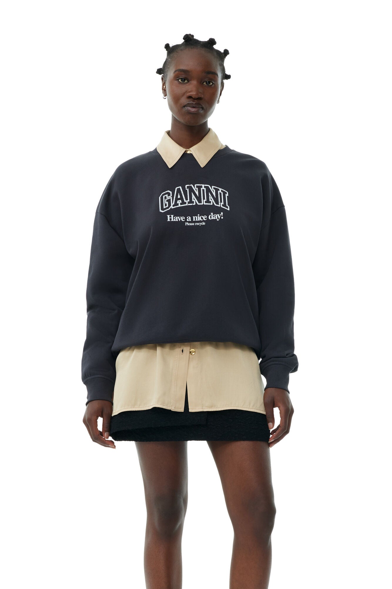 GANNI T4014 Isoli Oversized Sweatshirt in Phantom